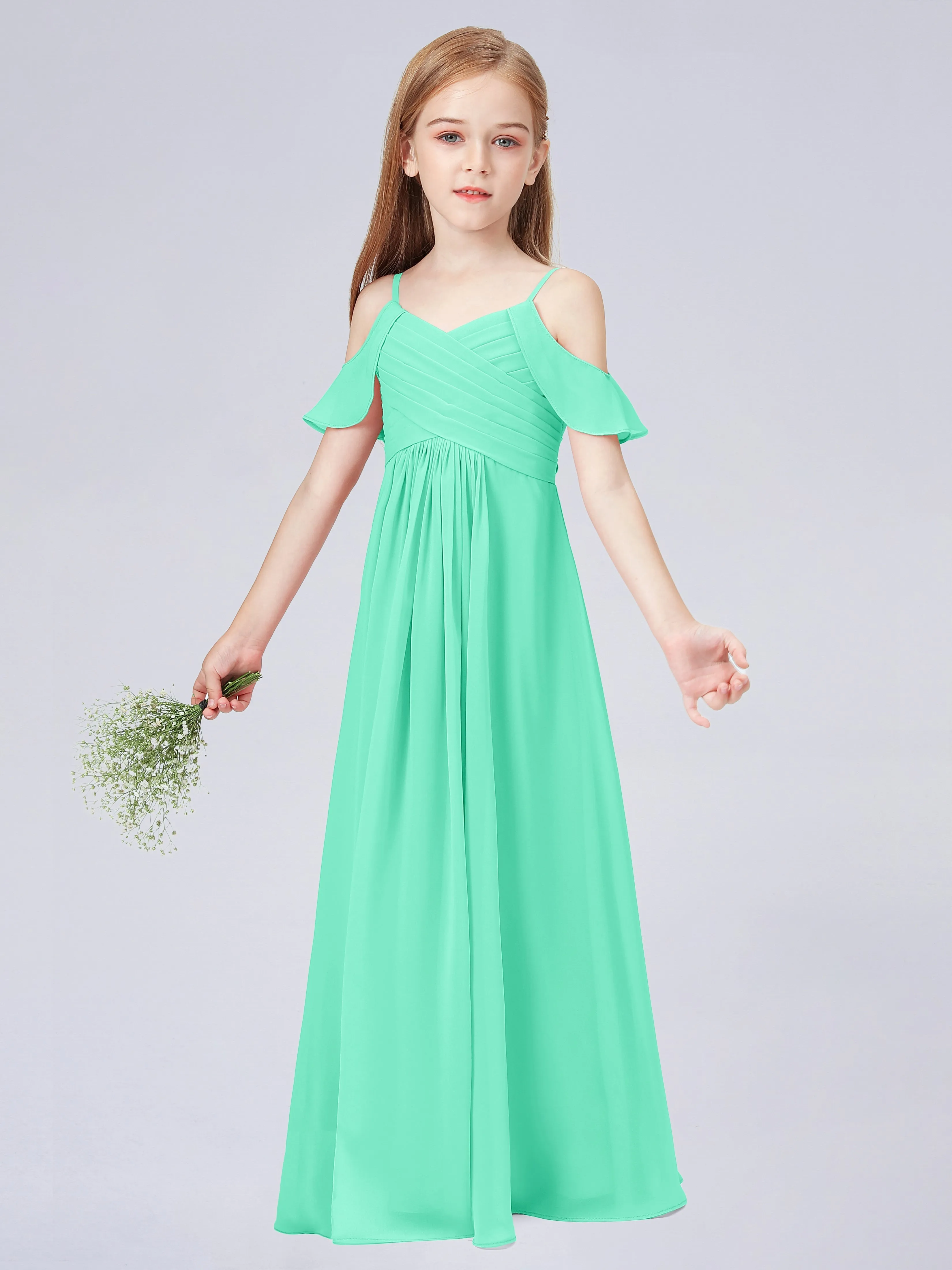 Off Shoulder Chiffon Junior Bridesmaid Dress