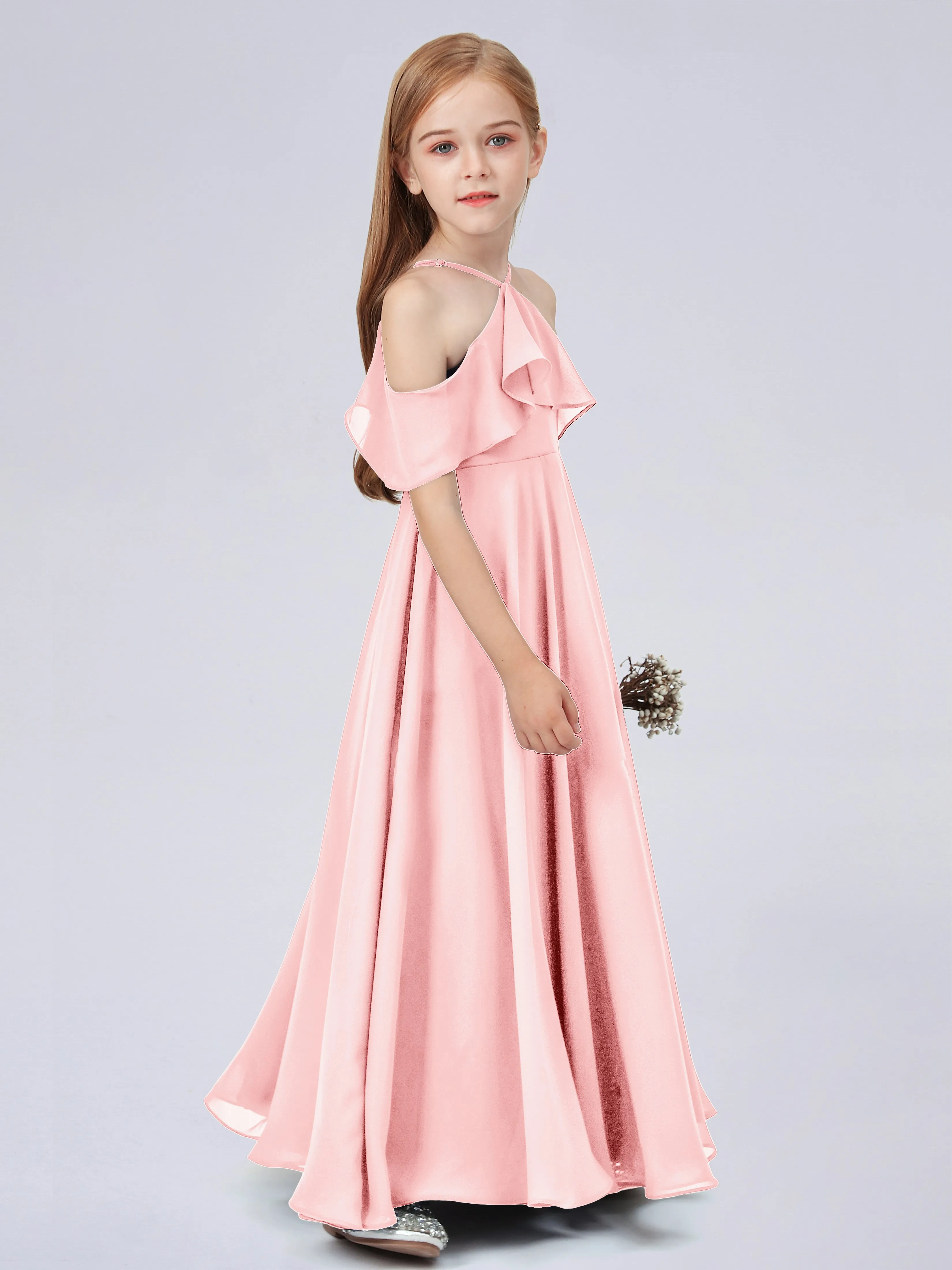 Off Shoulder Chiffon Junior Bridesmaid Dress