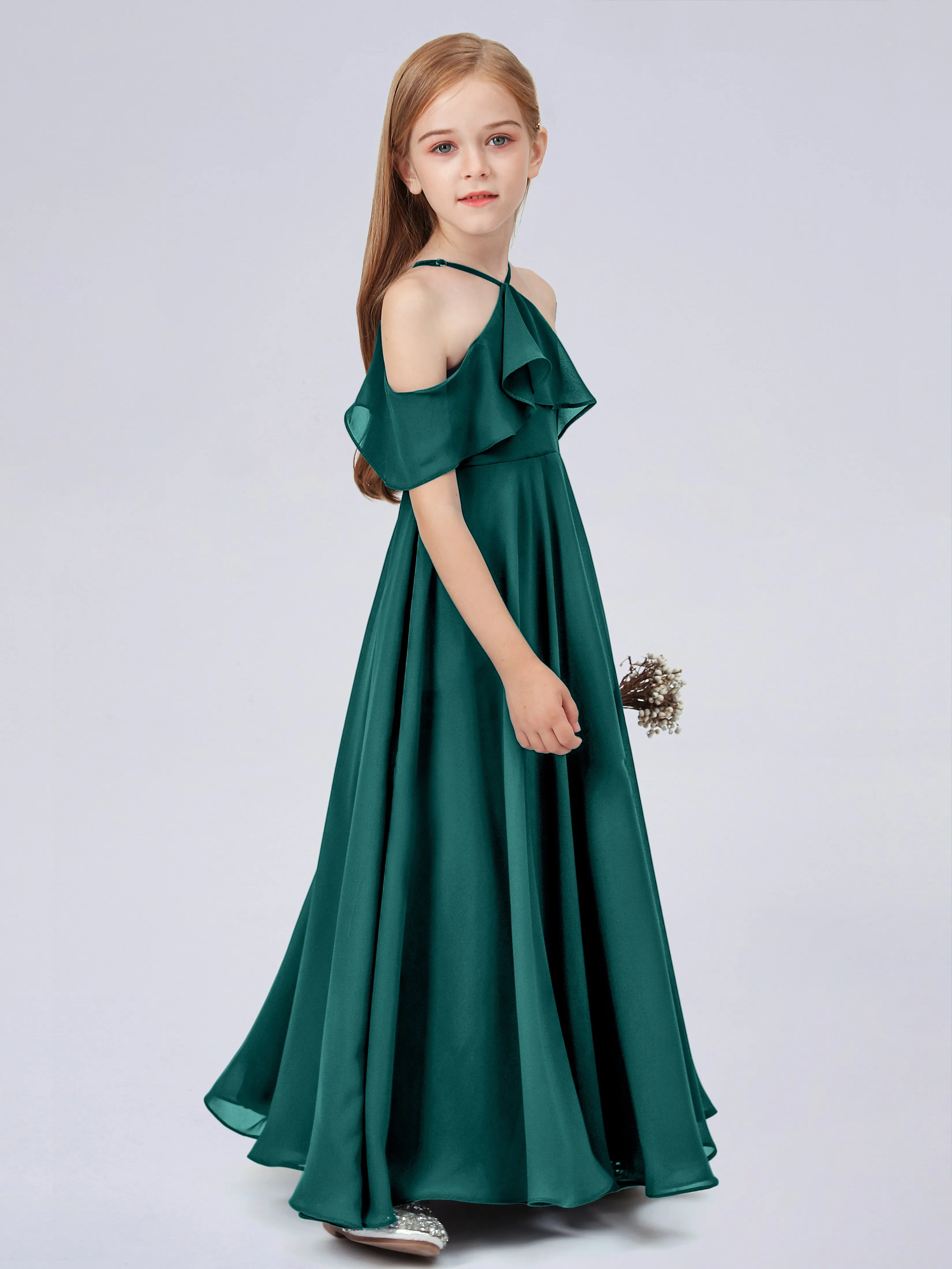 Off Shoulder Chiffon Junior Bridesmaid Dress