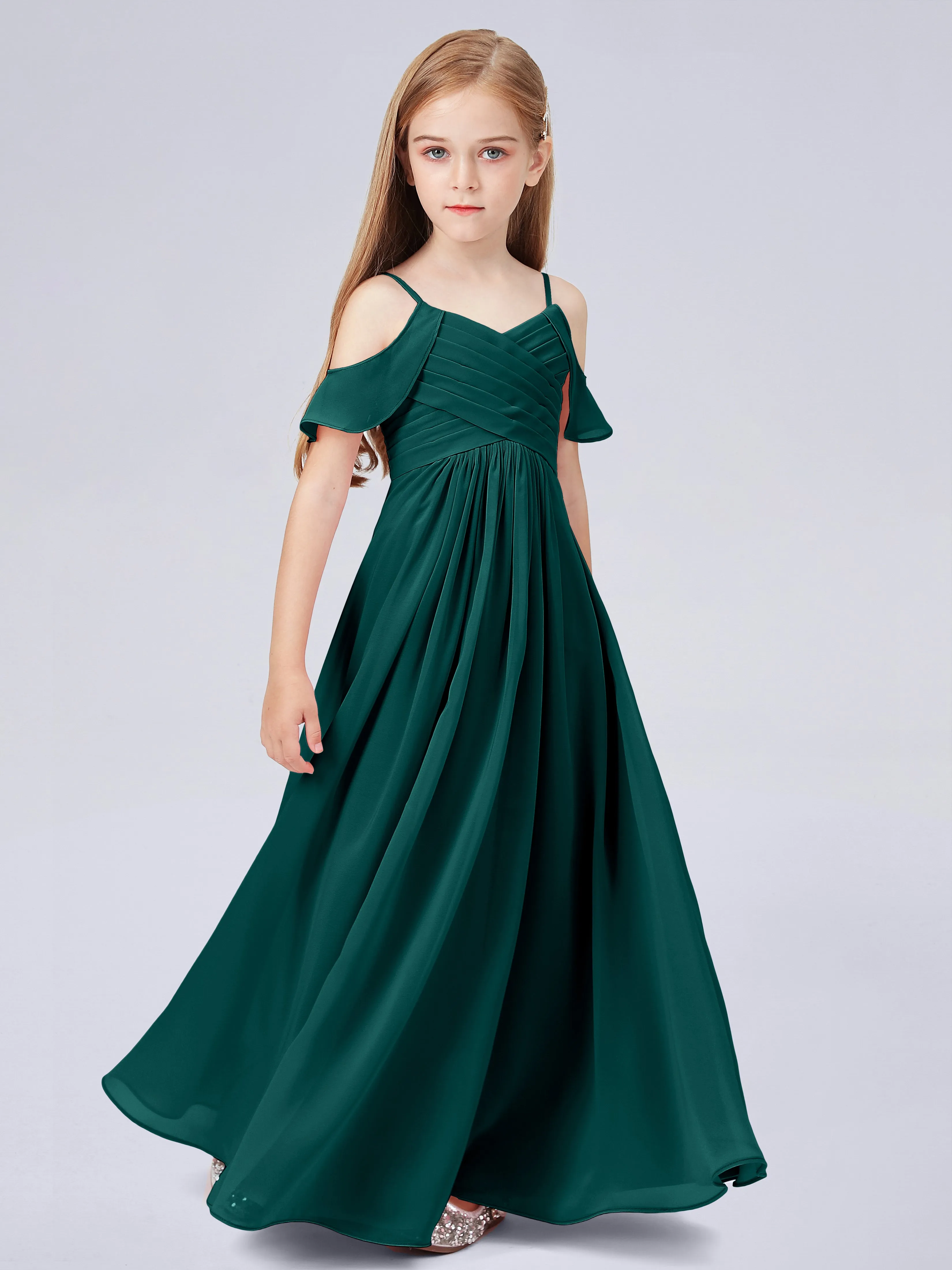 Off Shoulder Chiffon Junior Bridesmaid Dress