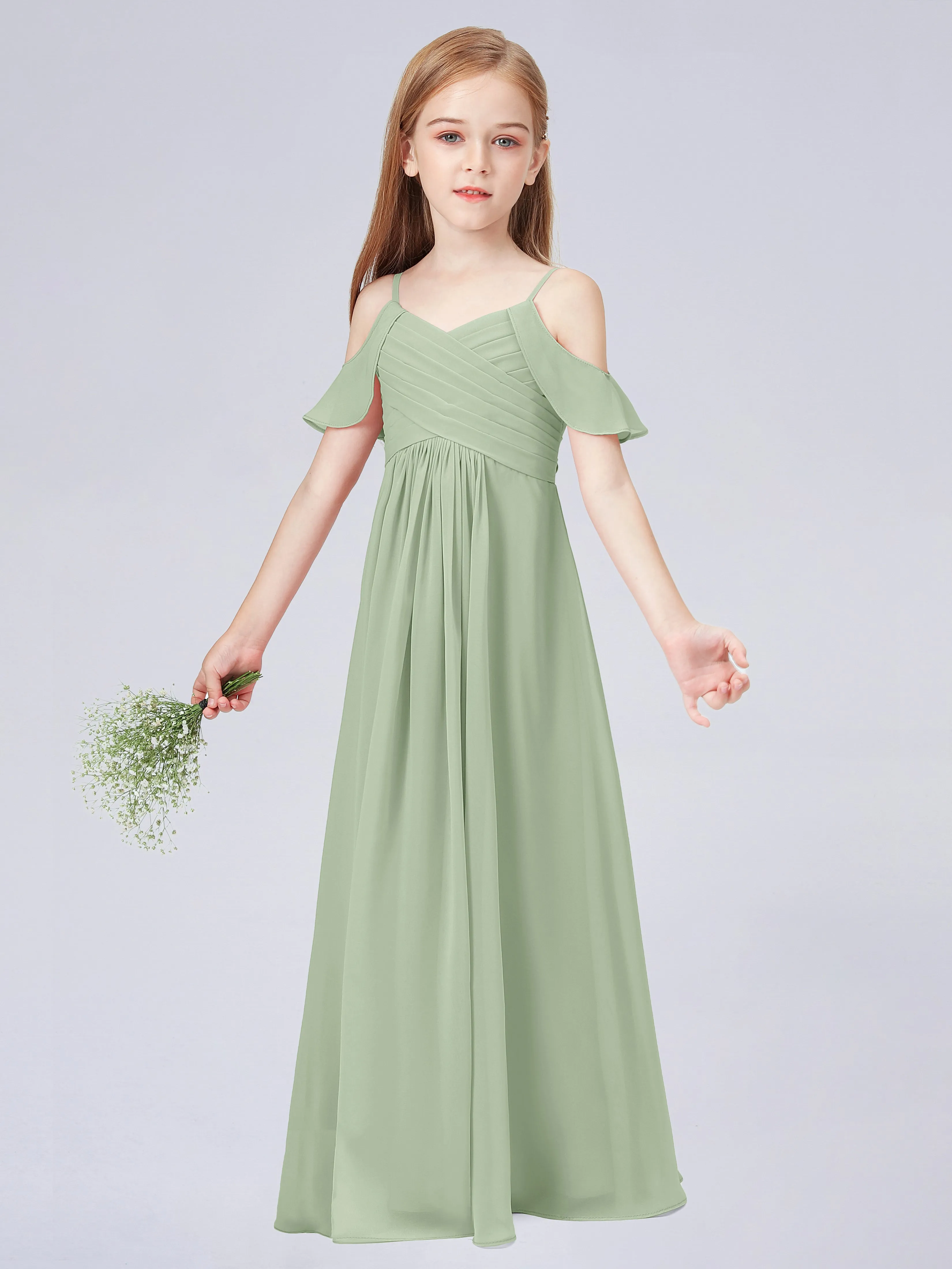 Off Shoulder Chiffon Junior Bridesmaid Dress