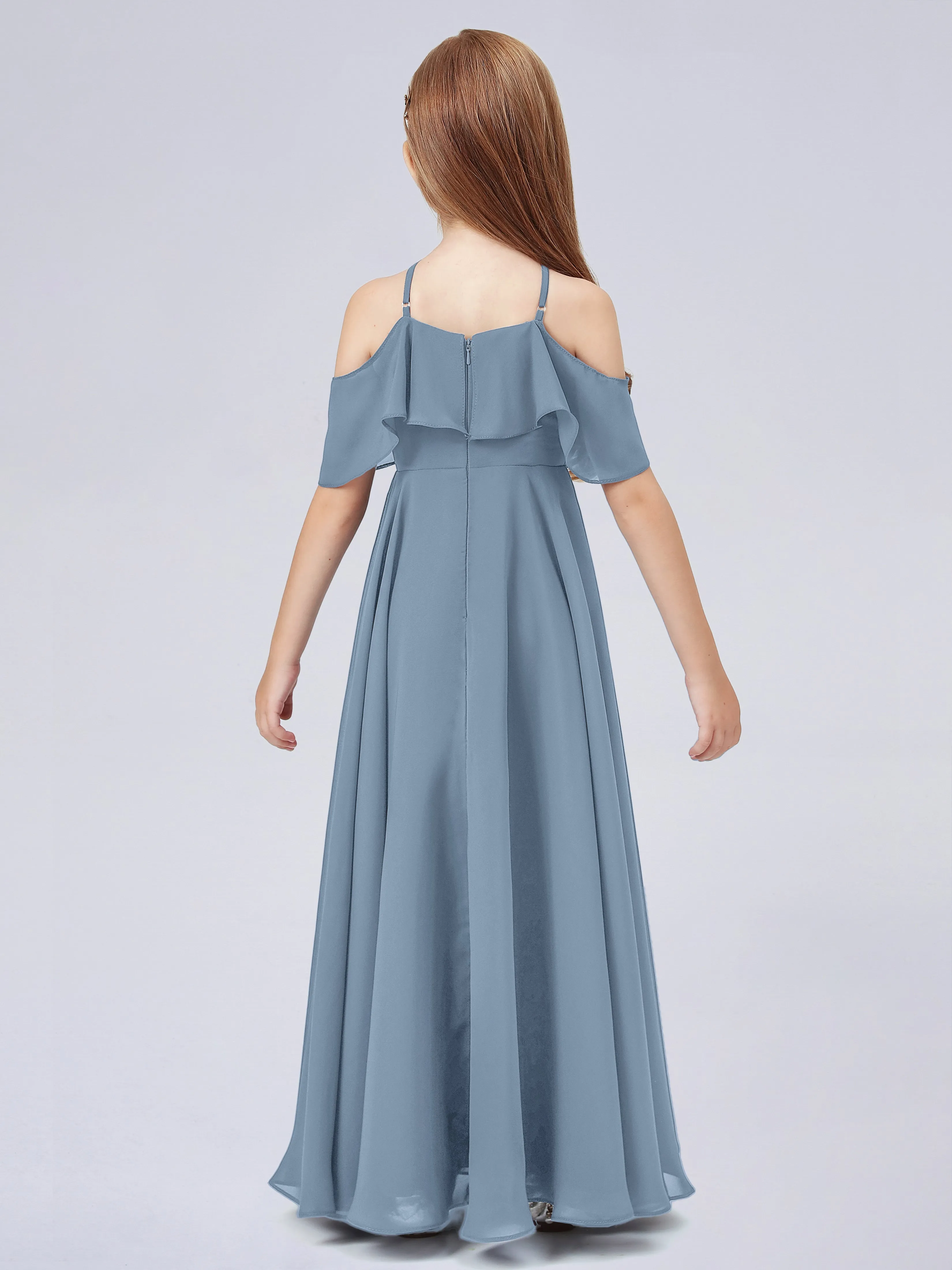 Off Shoulder Chiffon Junior Bridesmaid Dress