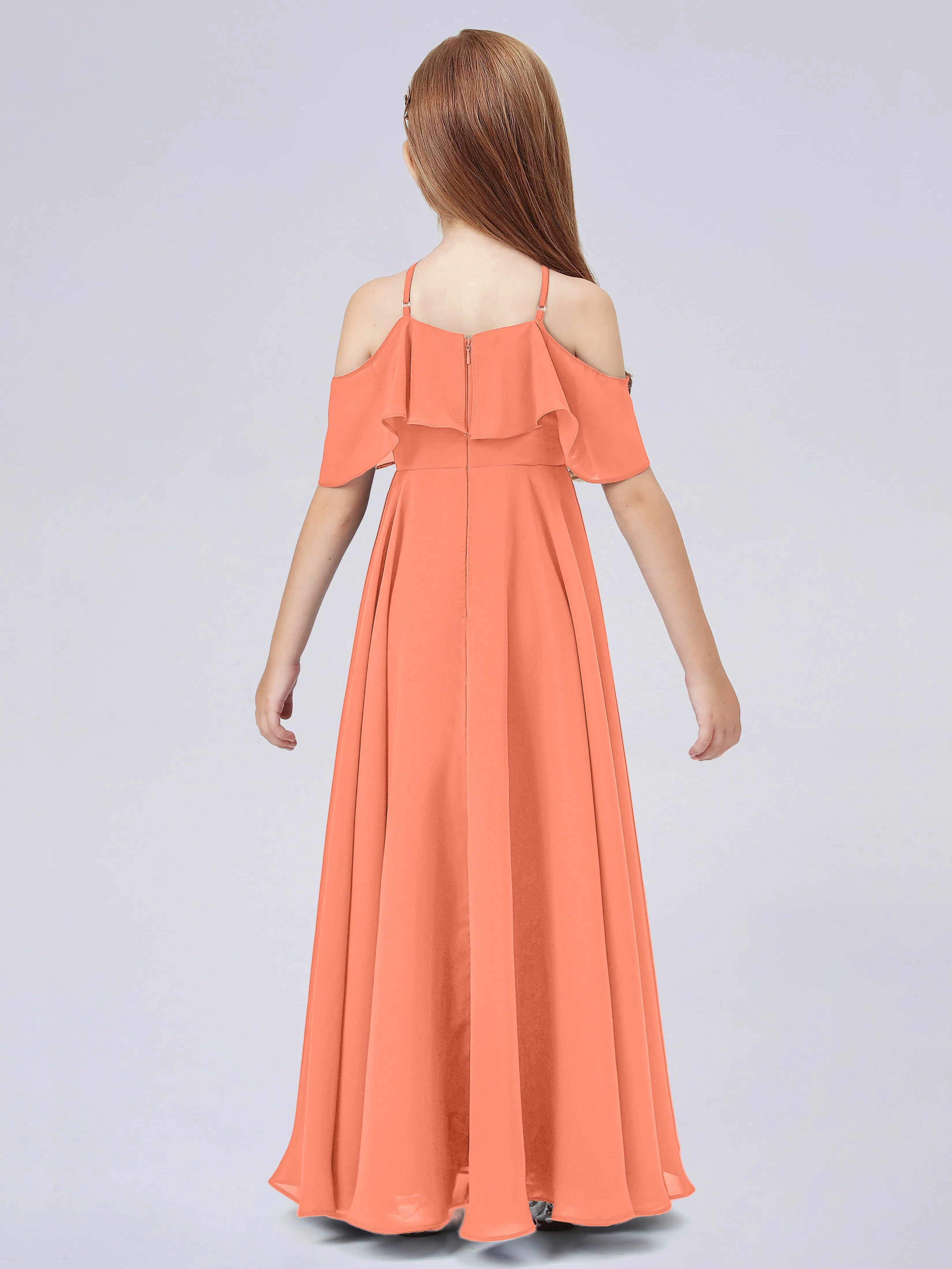 Off Shoulder Chiffon Junior Bridesmaid Dress