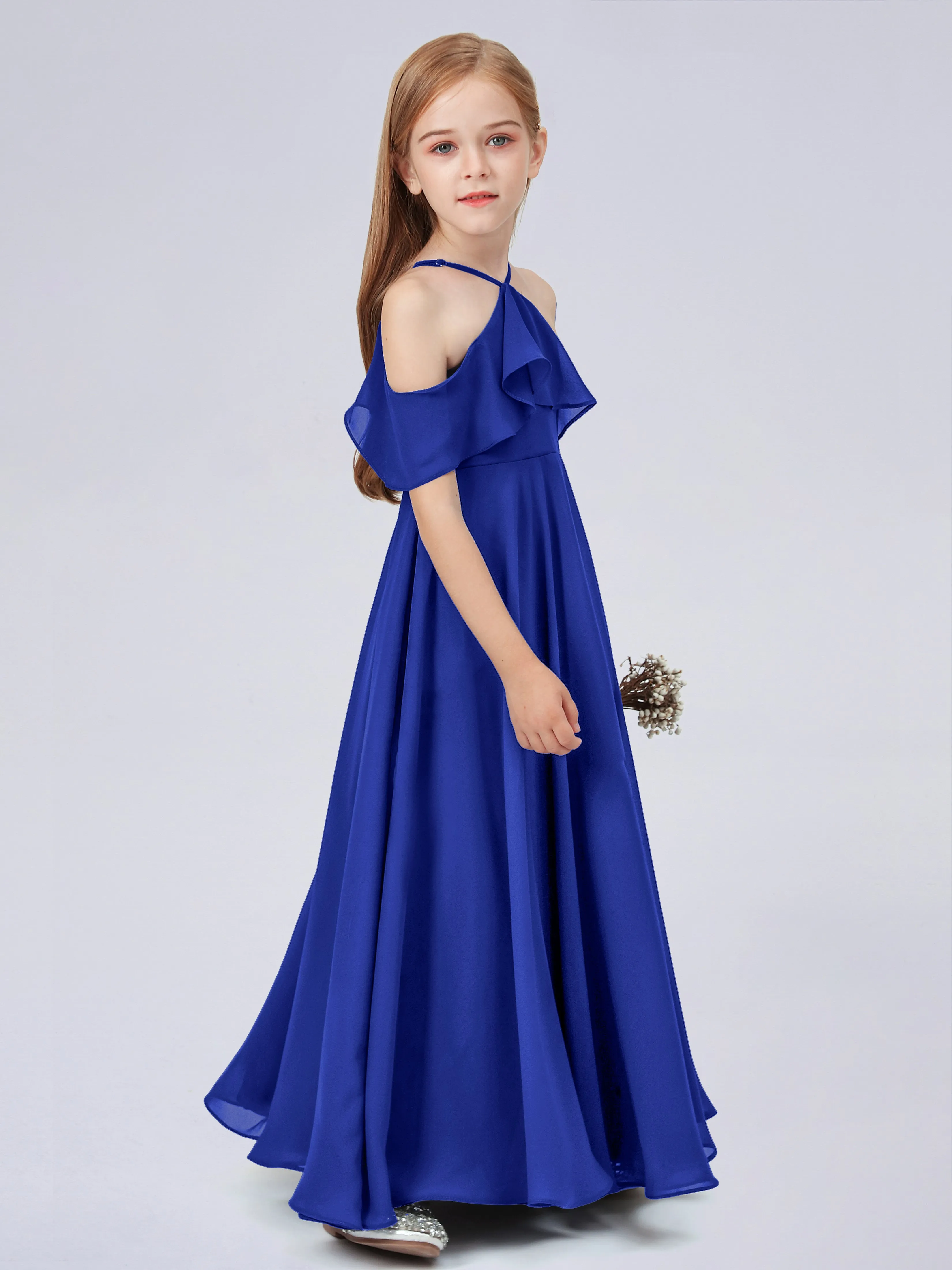 Off Shoulder Chiffon Junior Bridesmaid Dress