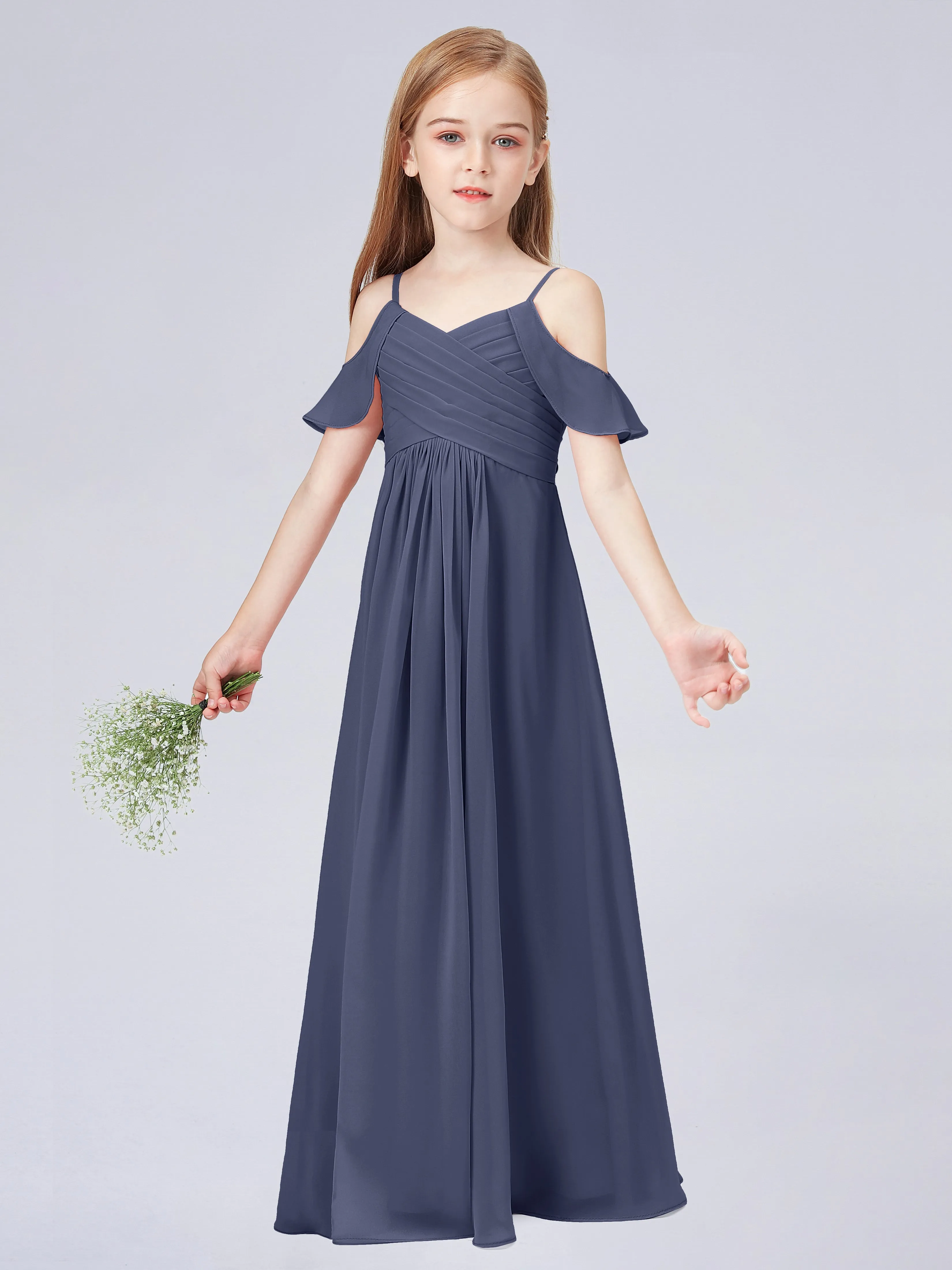 Off Shoulder Chiffon Junior Bridesmaid Dress