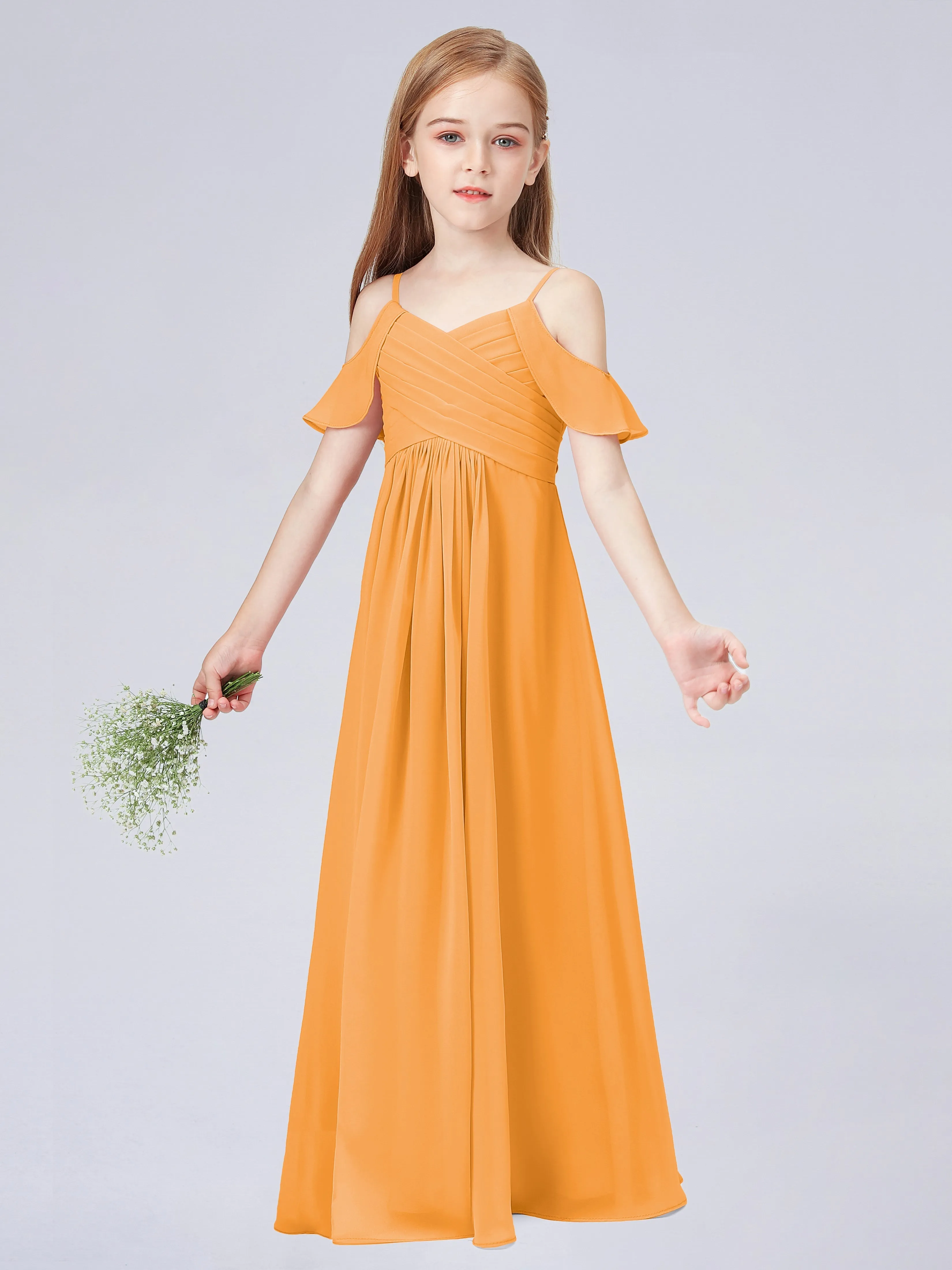 Off Shoulder Chiffon Junior Bridesmaid Dress