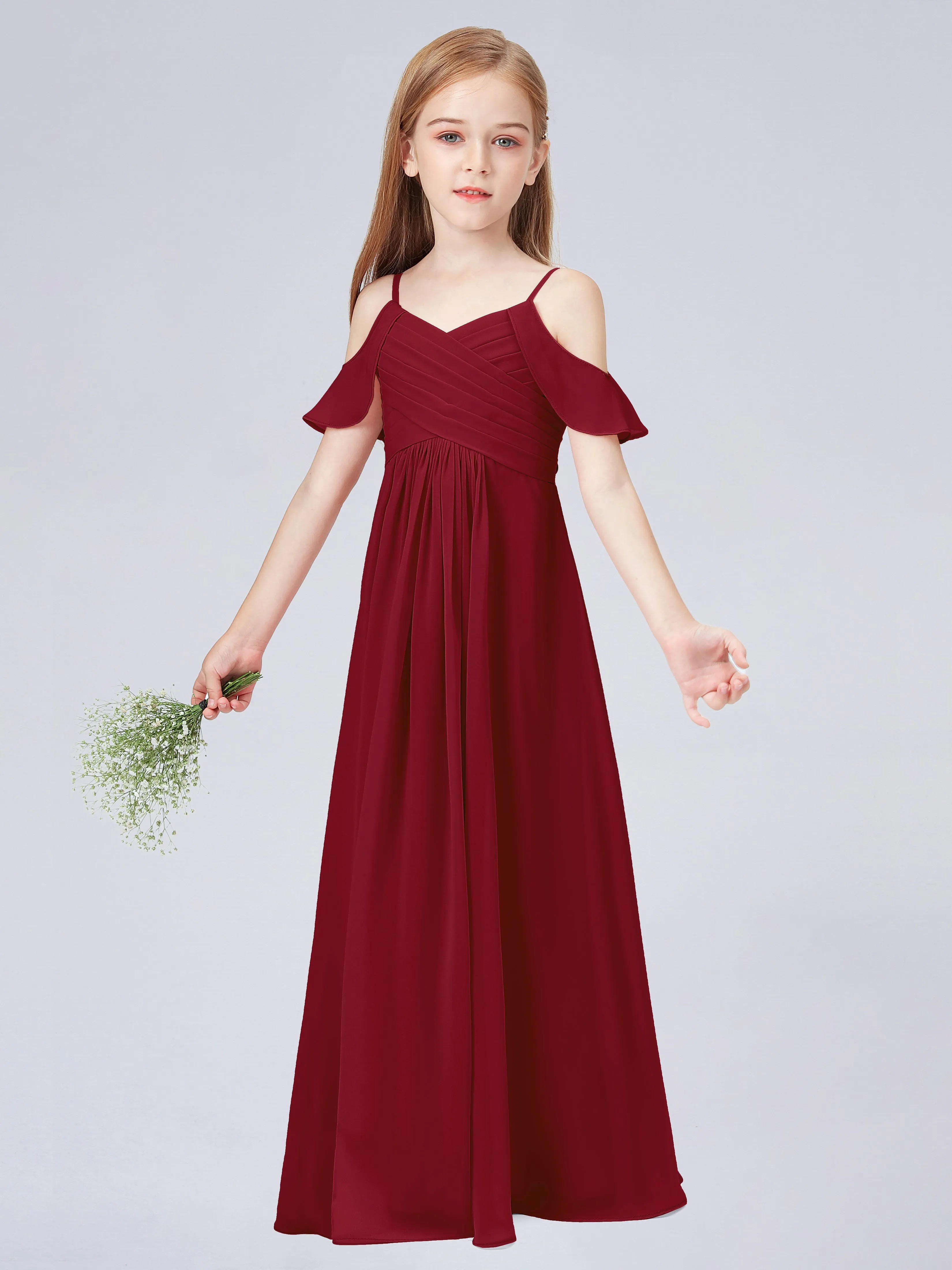 Off Shoulder Chiffon Junior Bridesmaid Dress