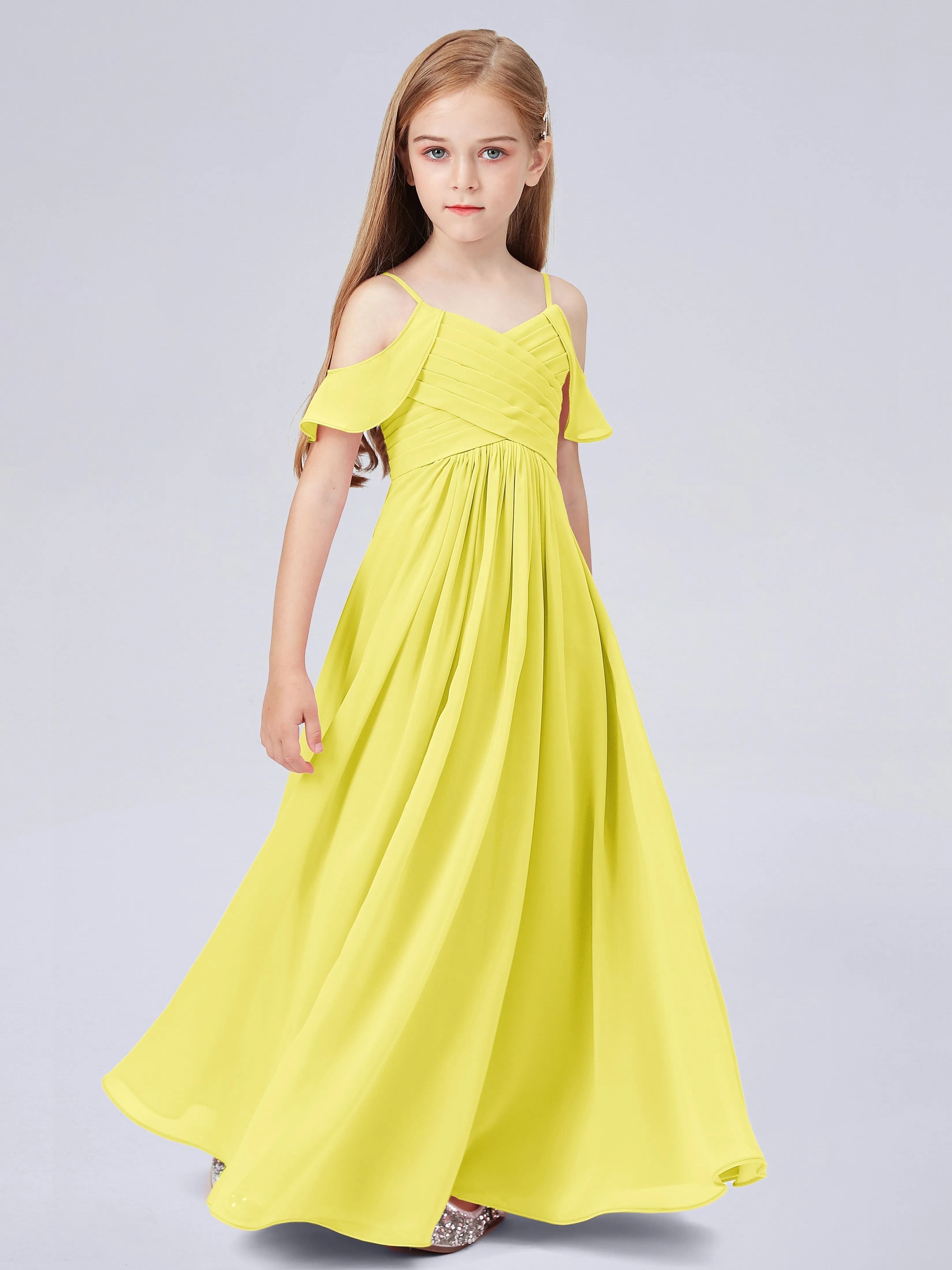 Off Shoulder Chiffon Junior Bridesmaid Dress