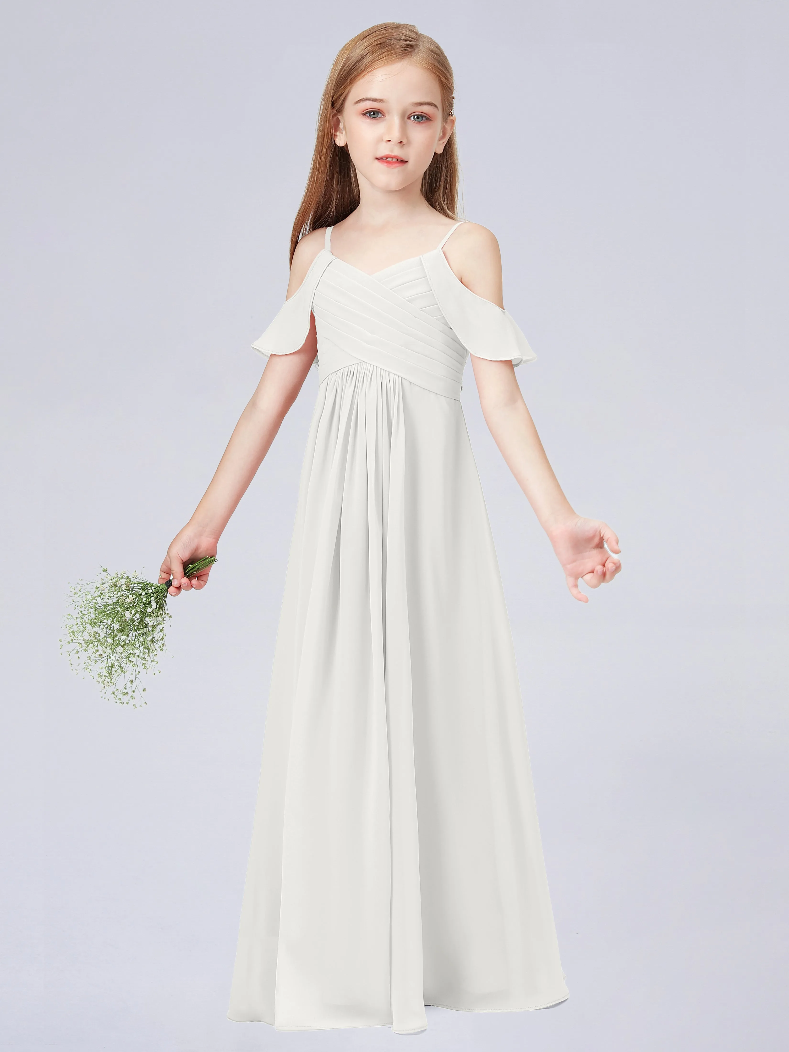 Off Shoulder Chiffon Junior Bridesmaid Dress