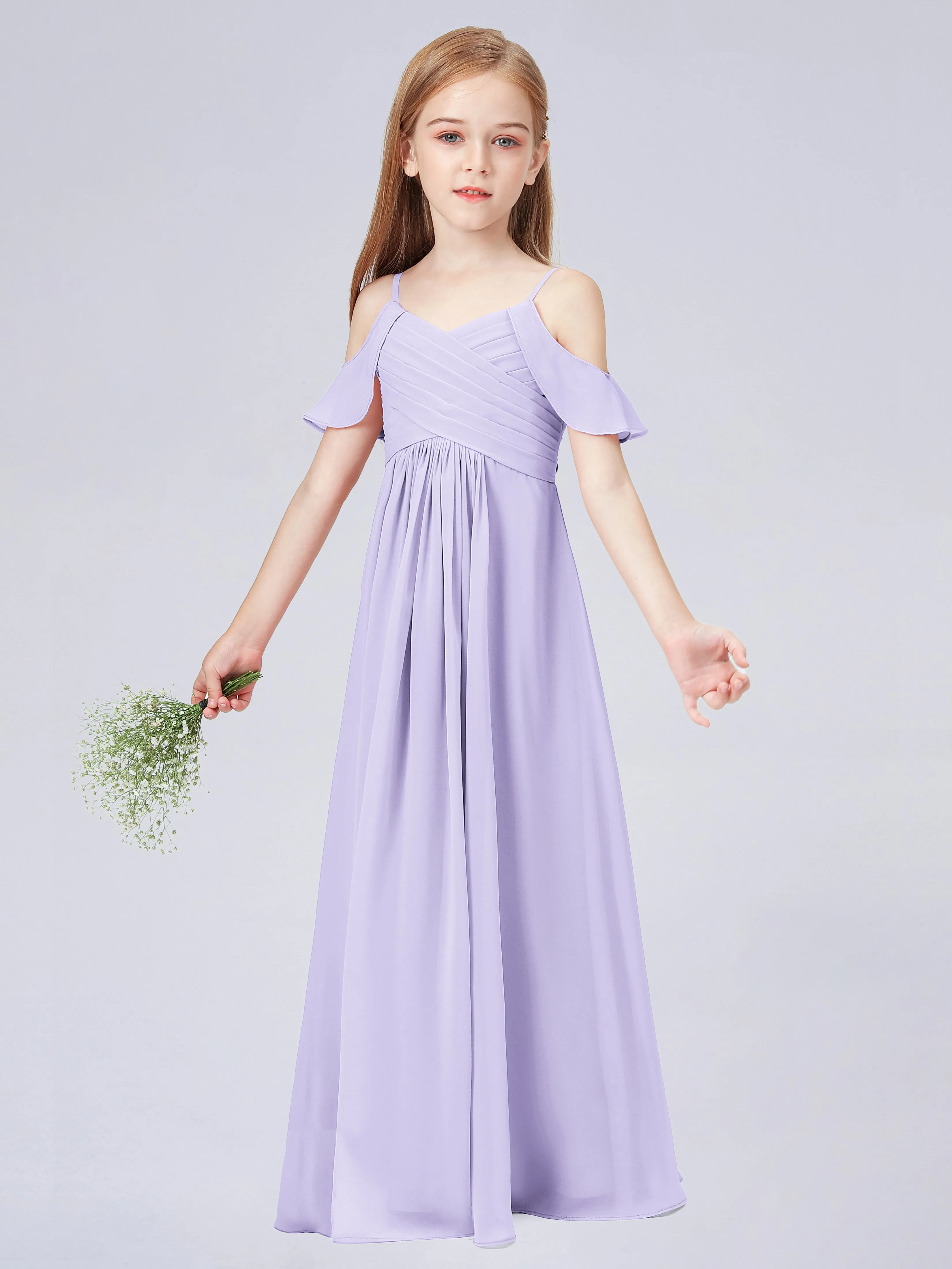 Off Shoulder Chiffon Junior Bridesmaid Dress