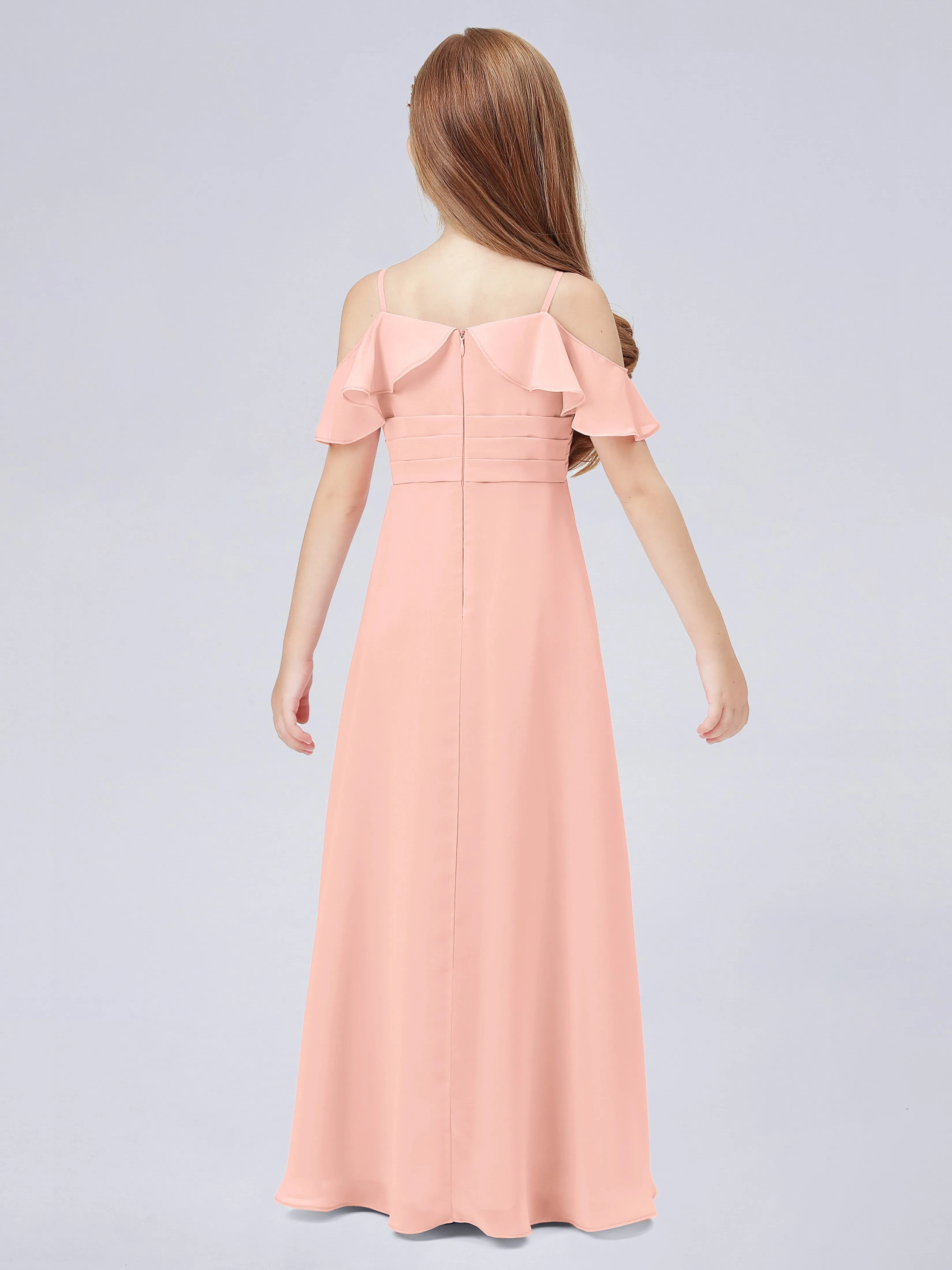 Off Shoulder Chiffon Junior Bridesmaid Dress