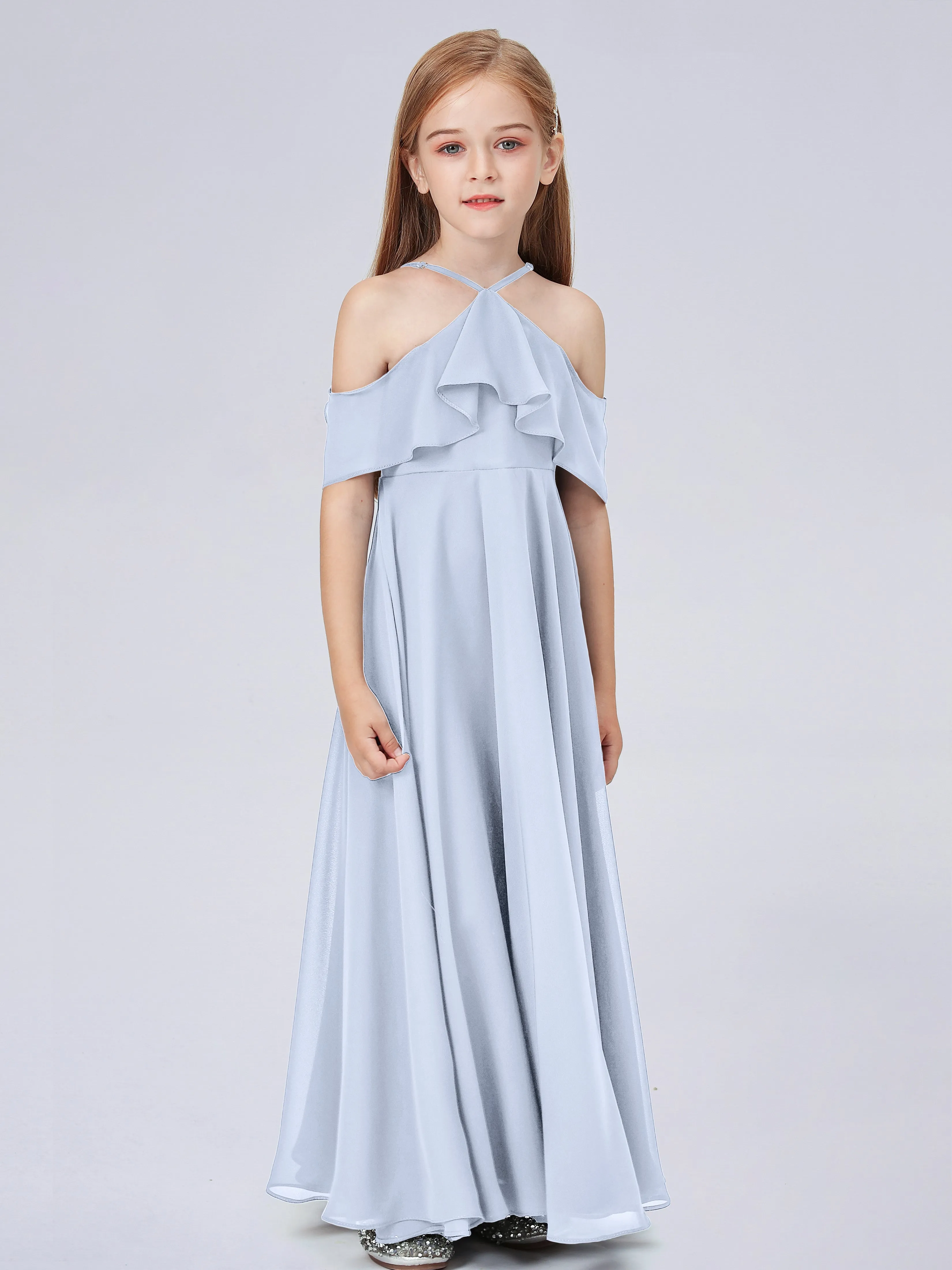 Off Shoulder Chiffon Junior Bridesmaid Dress