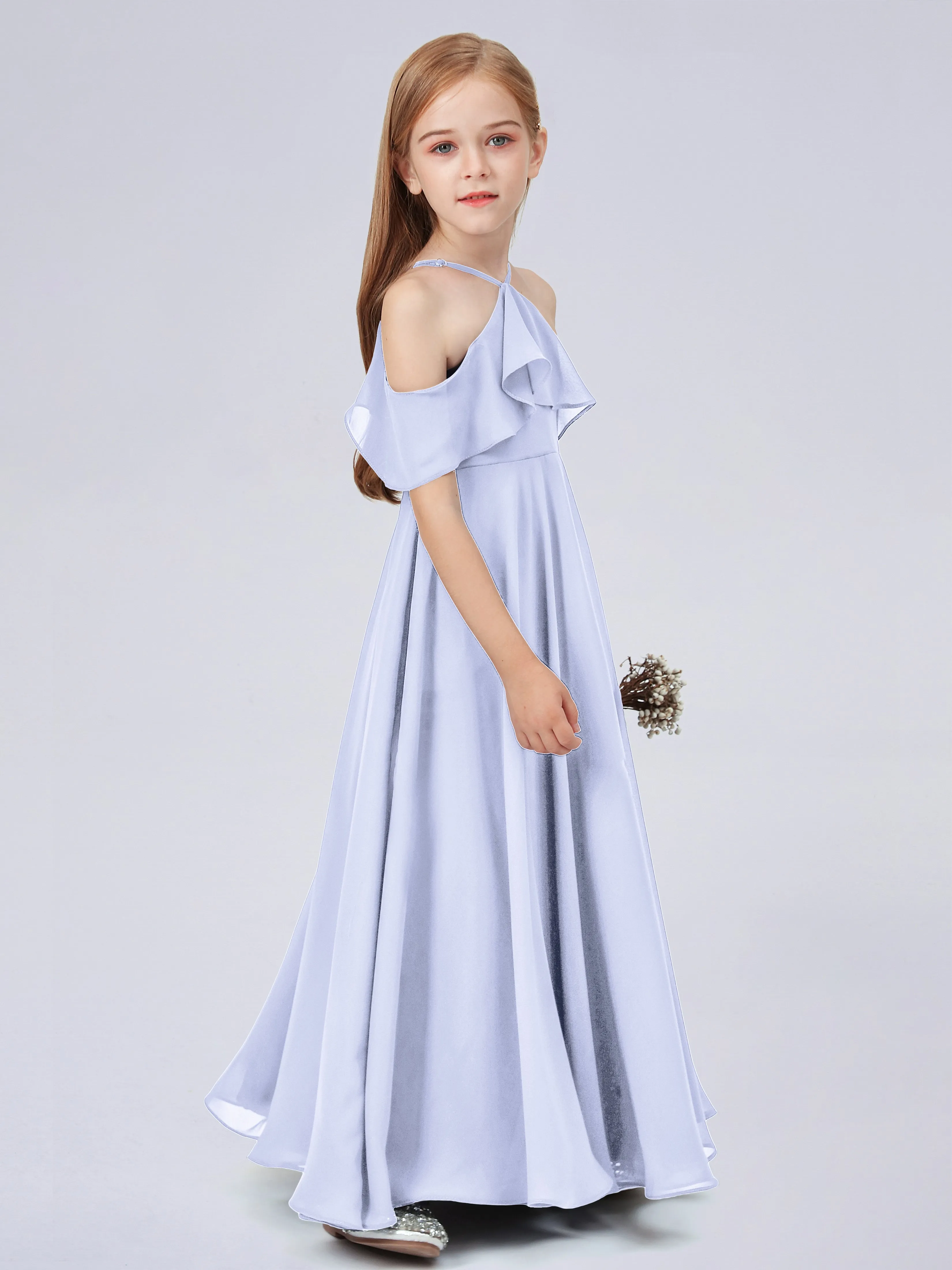 Off Shoulder Chiffon Junior Bridesmaid Dress