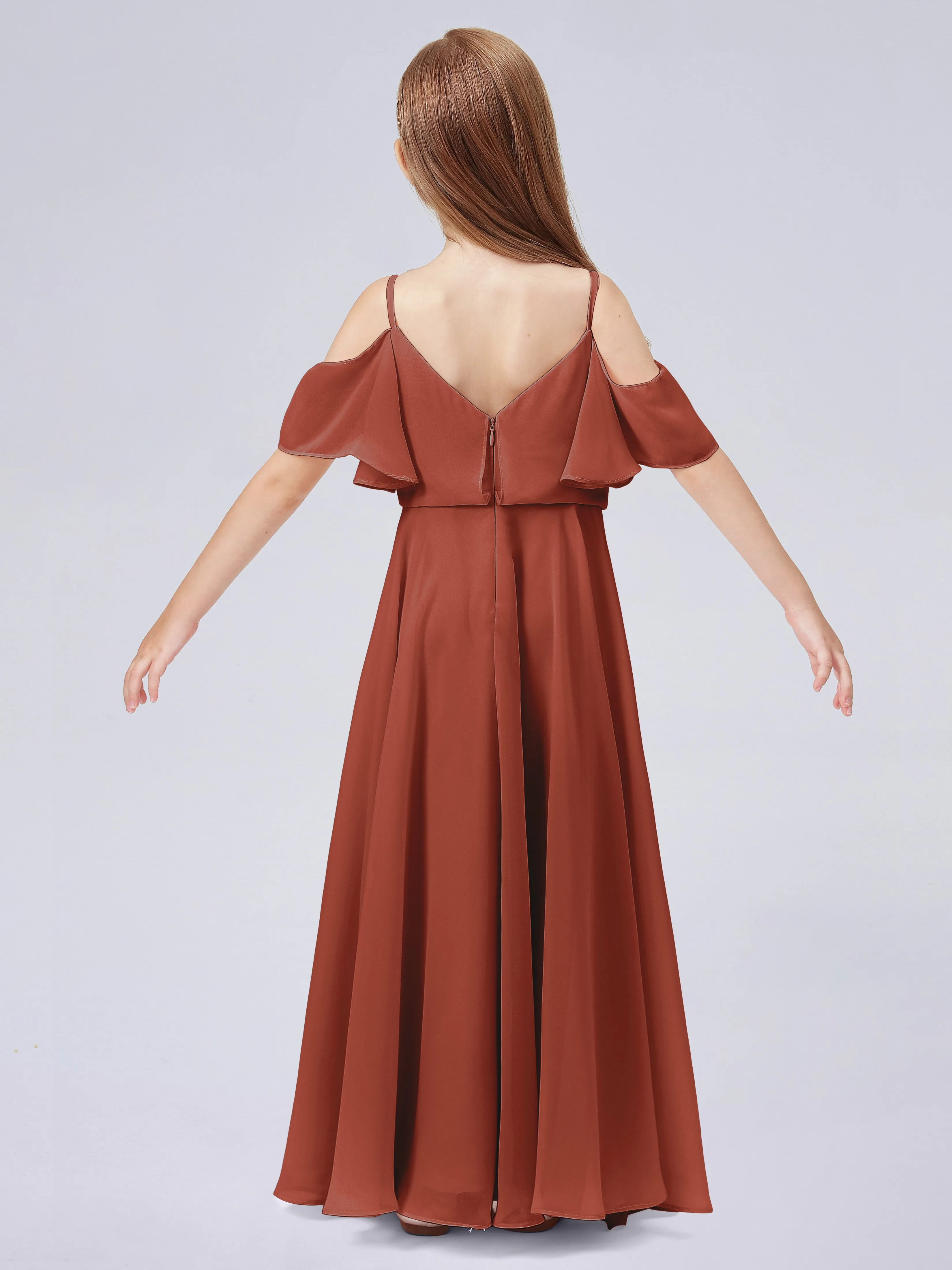 Off Shoulder Junior Bridesmaid Dress with Ruffles