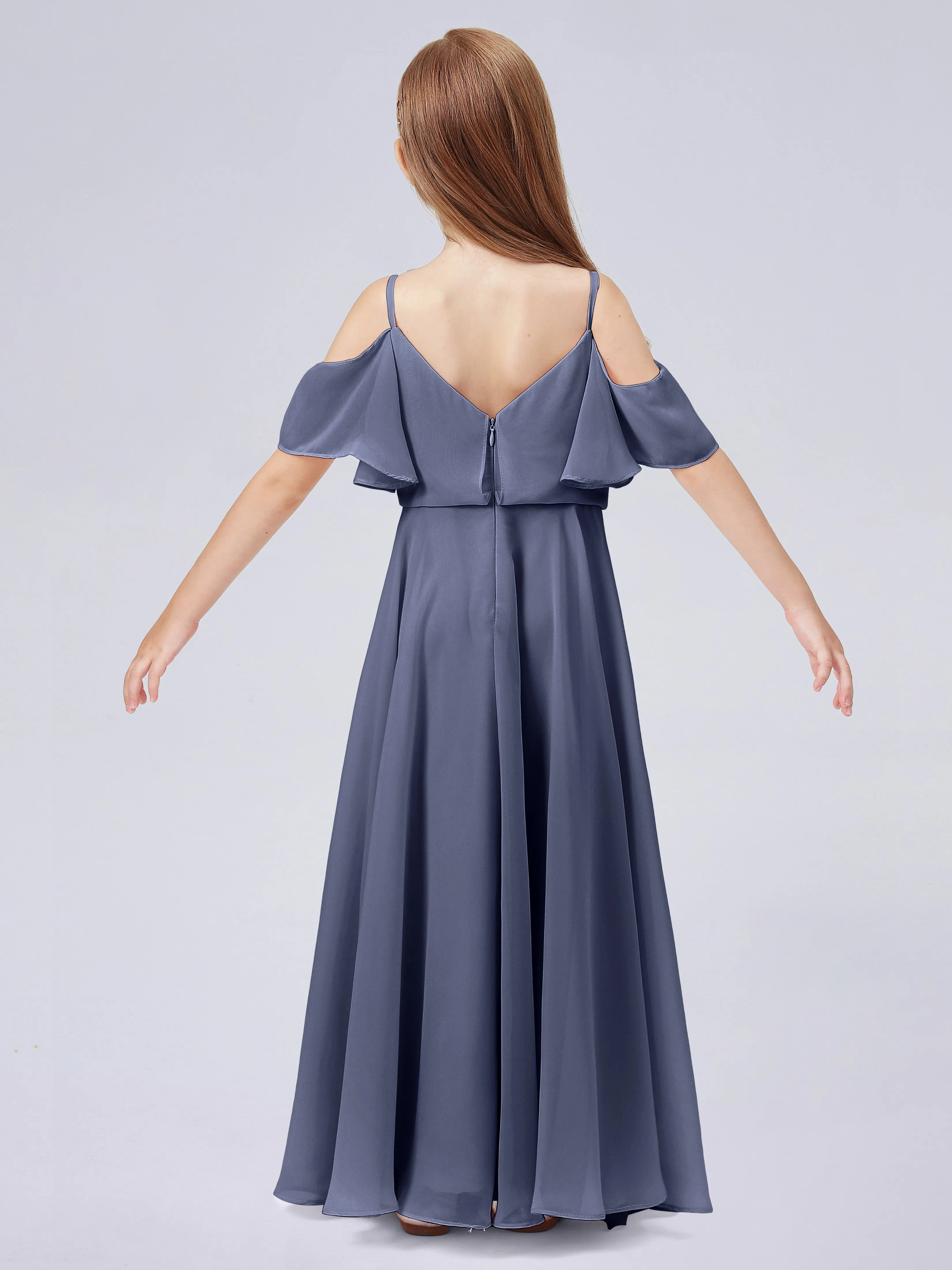 Off Shoulder Junior Bridesmaid Dress with Ruffles