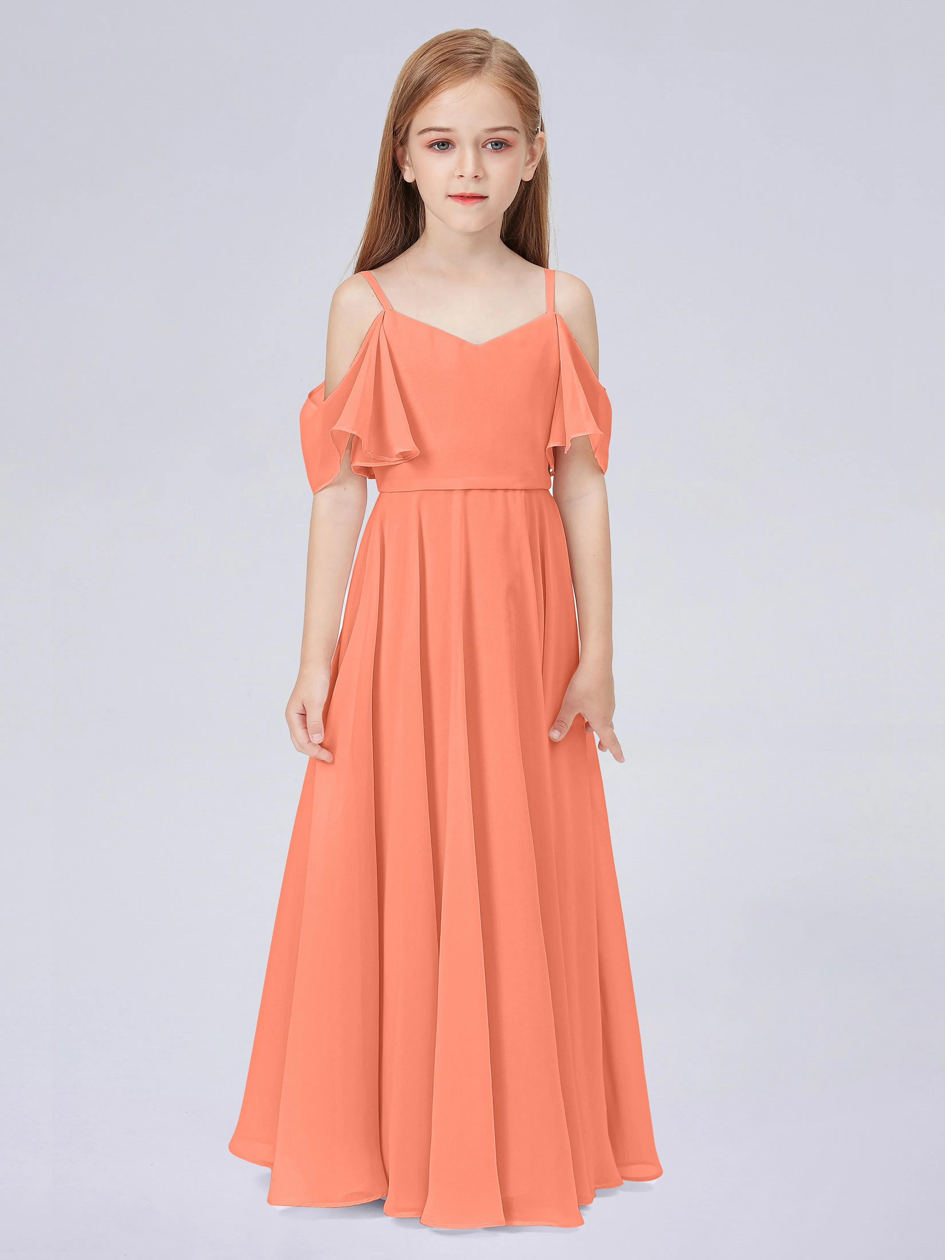 Off Shoulder Junior Bridesmaid Dress with Ruffles