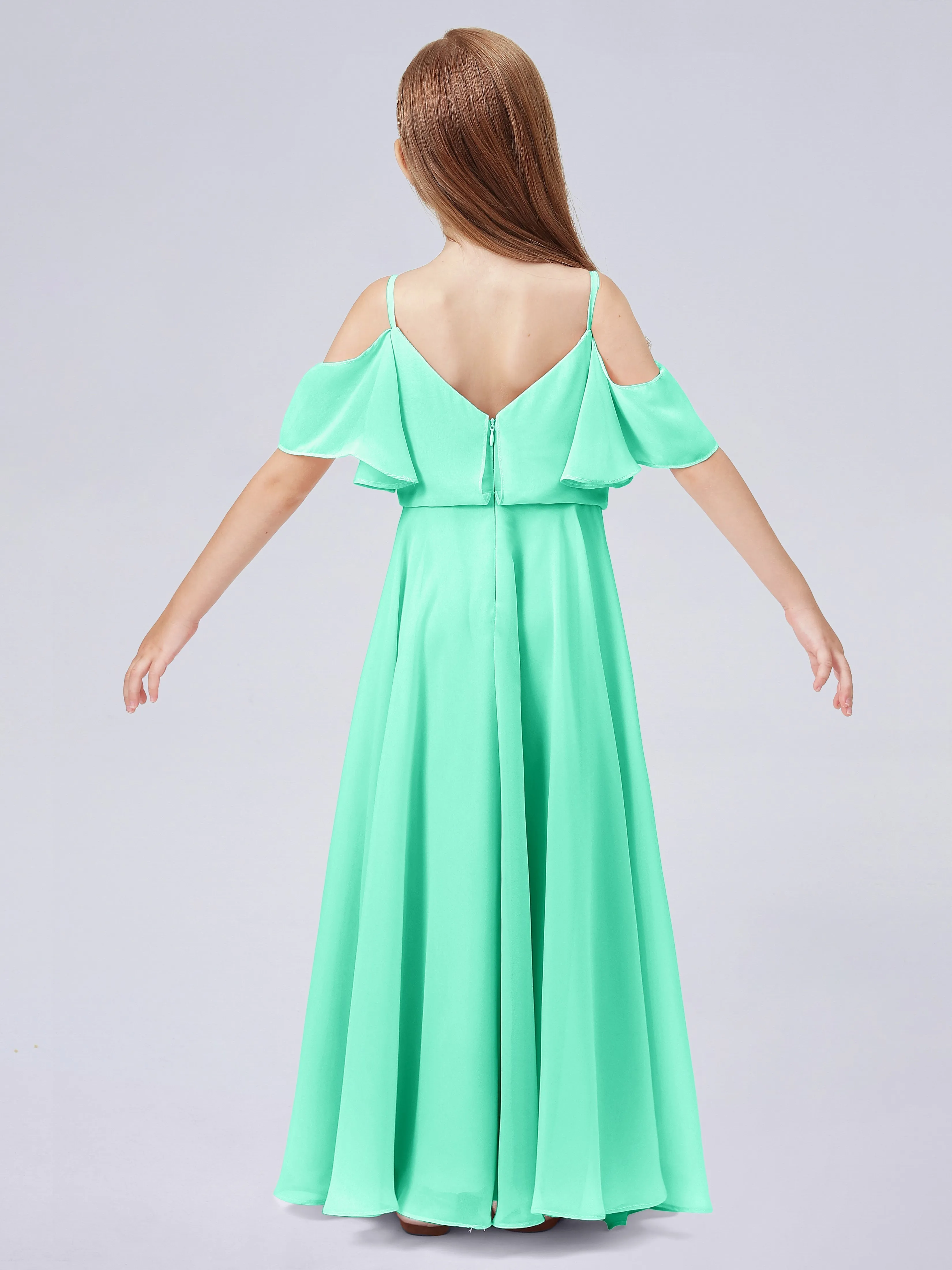 Off Shoulder Junior Bridesmaid Dress with Ruffles