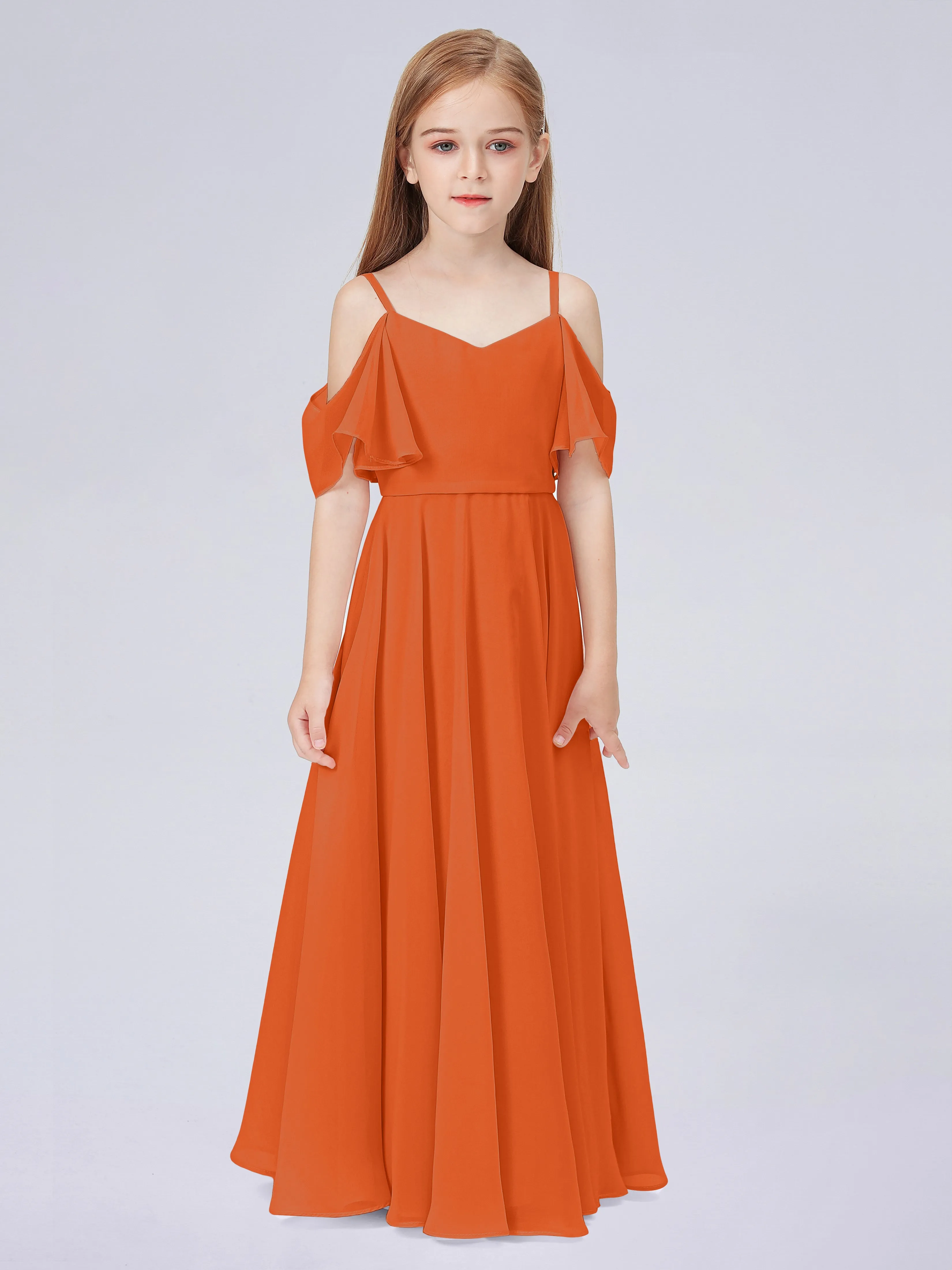 Off Shoulder Junior Bridesmaid Dress with Ruffles