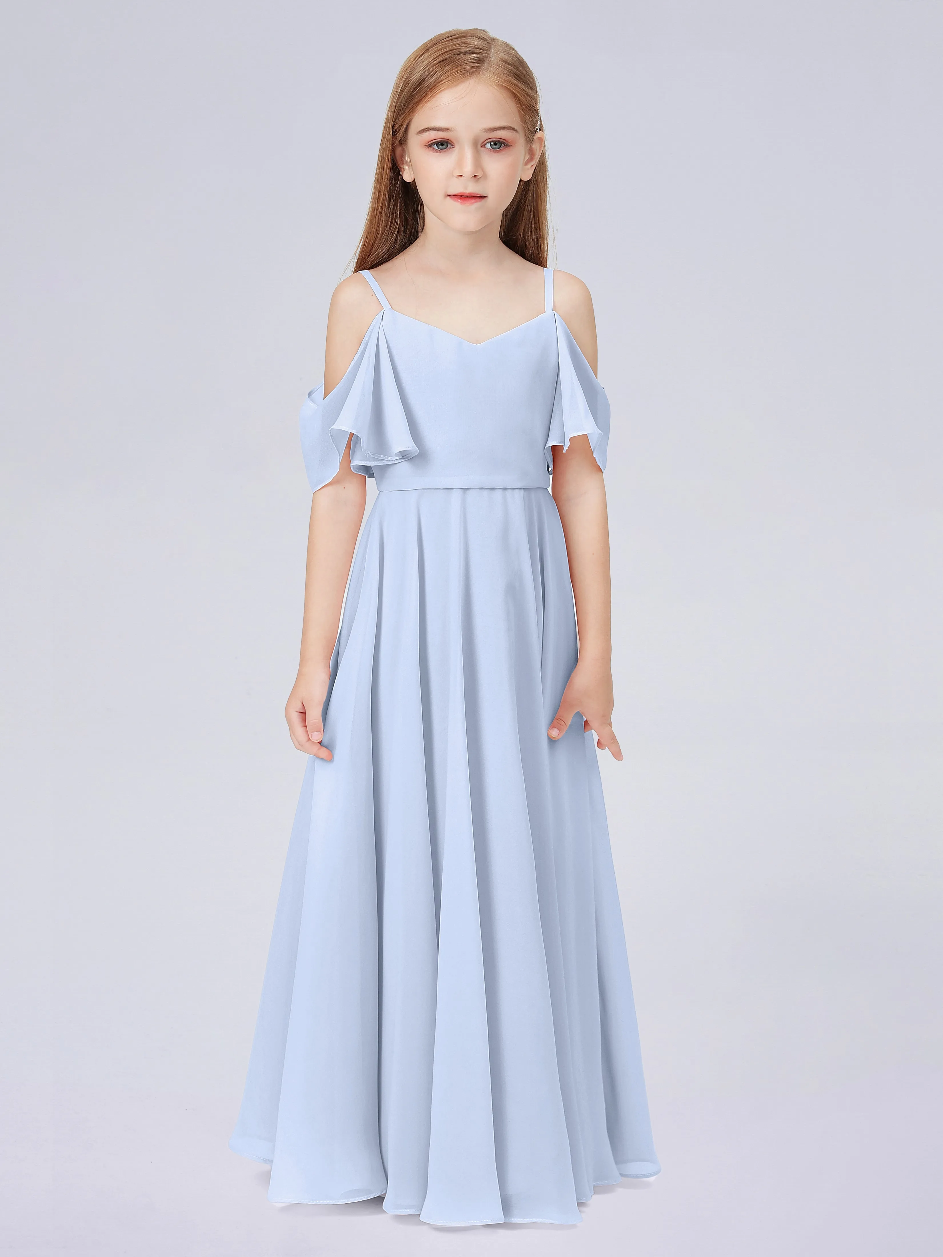 Off Shoulder Junior Bridesmaid Dress with Ruffles