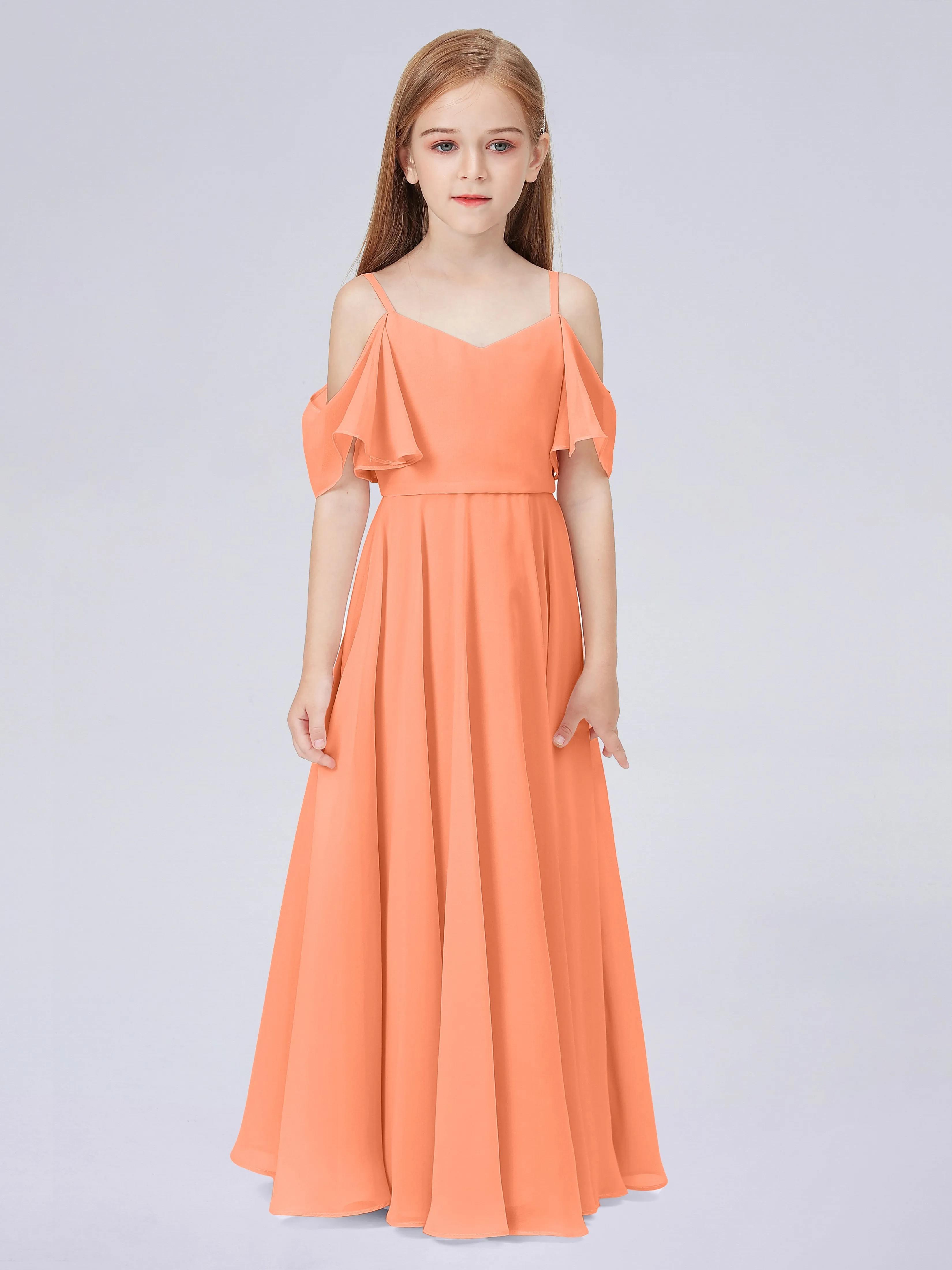 Off Shoulder Junior Bridesmaid Dress with Ruffles