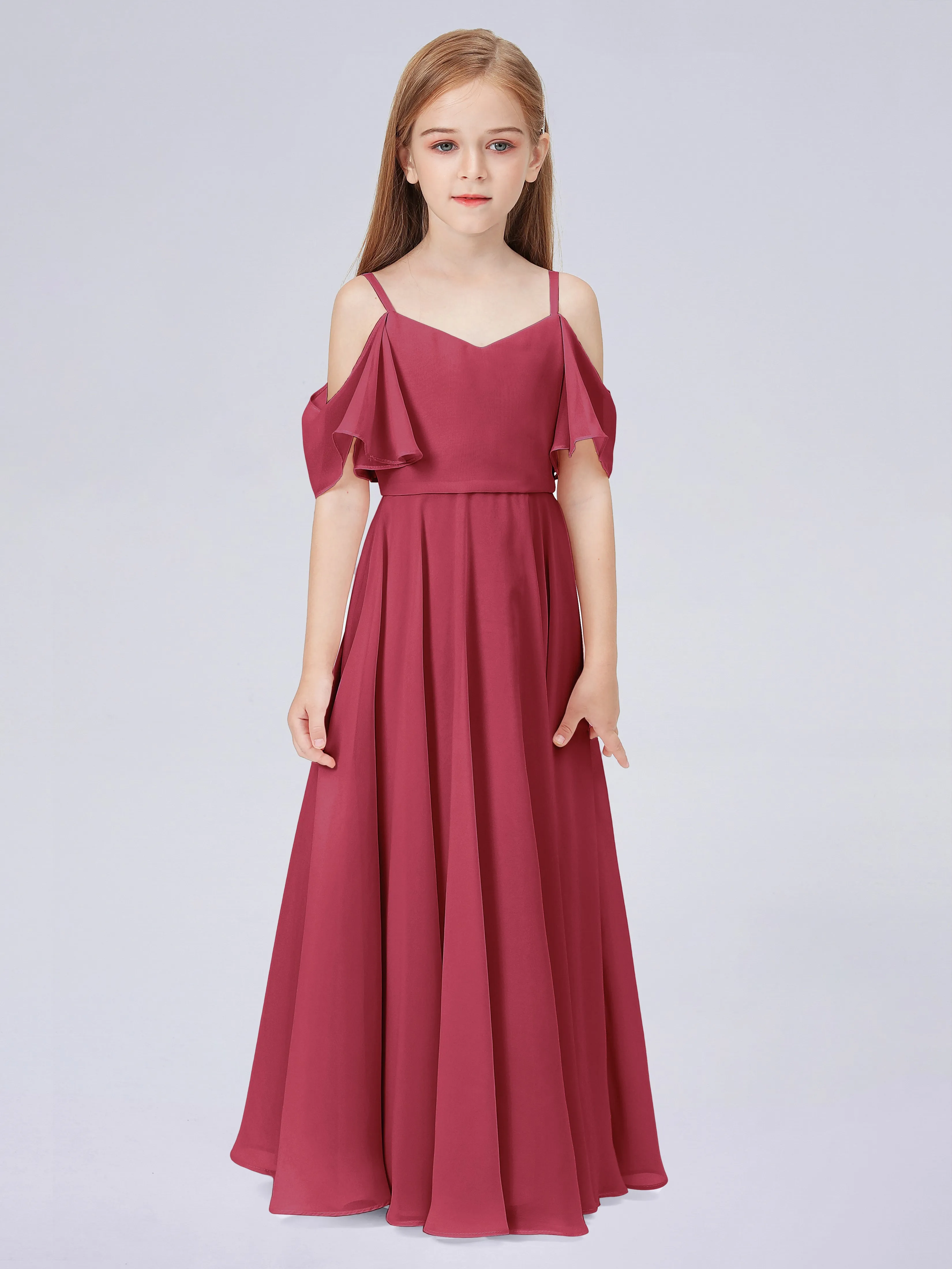 Off Shoulder Junior Bridesmaid Dress with Ruffles