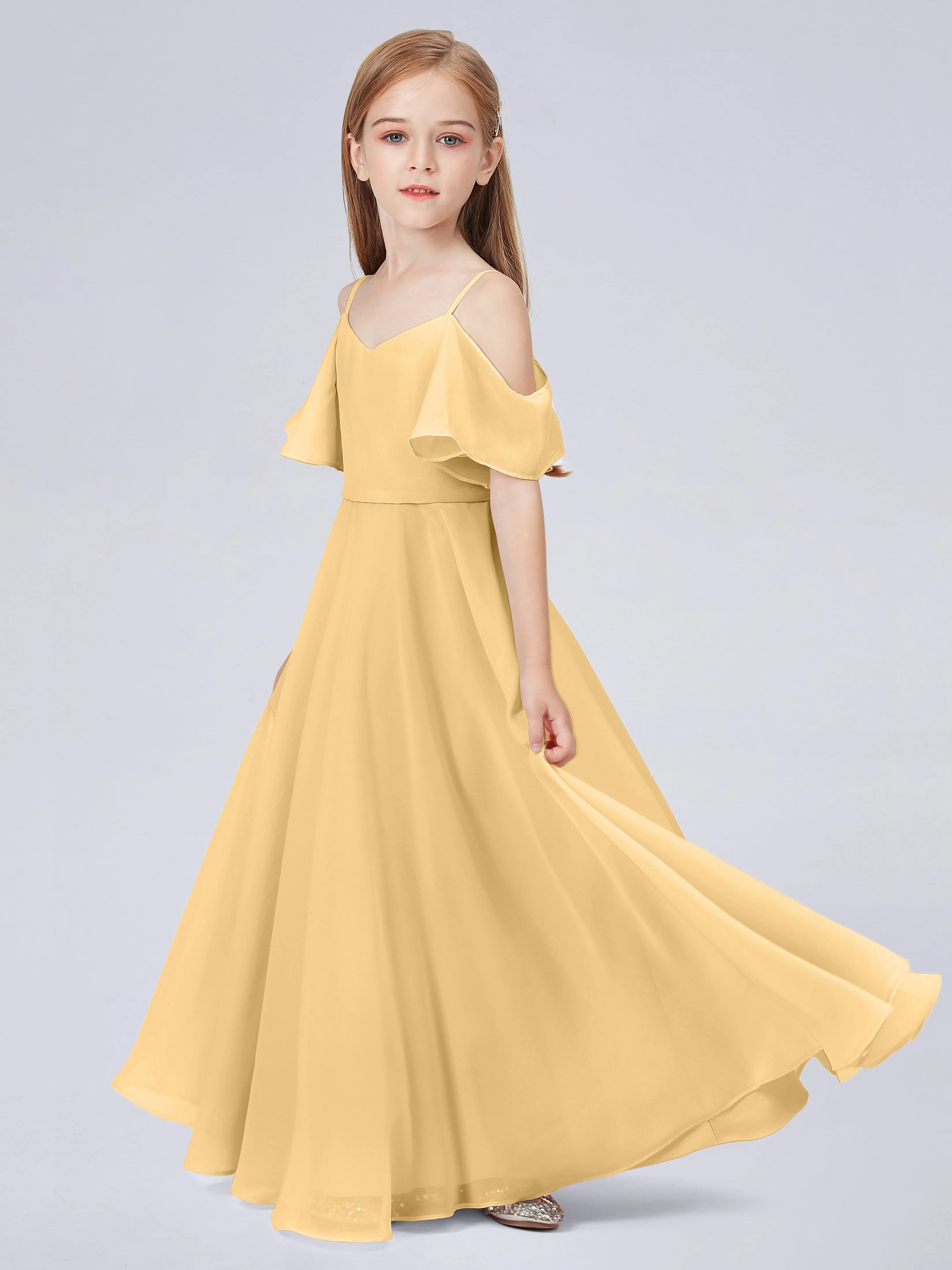 Off Shoulder Junior Bridesmaid Dress with Ruffles