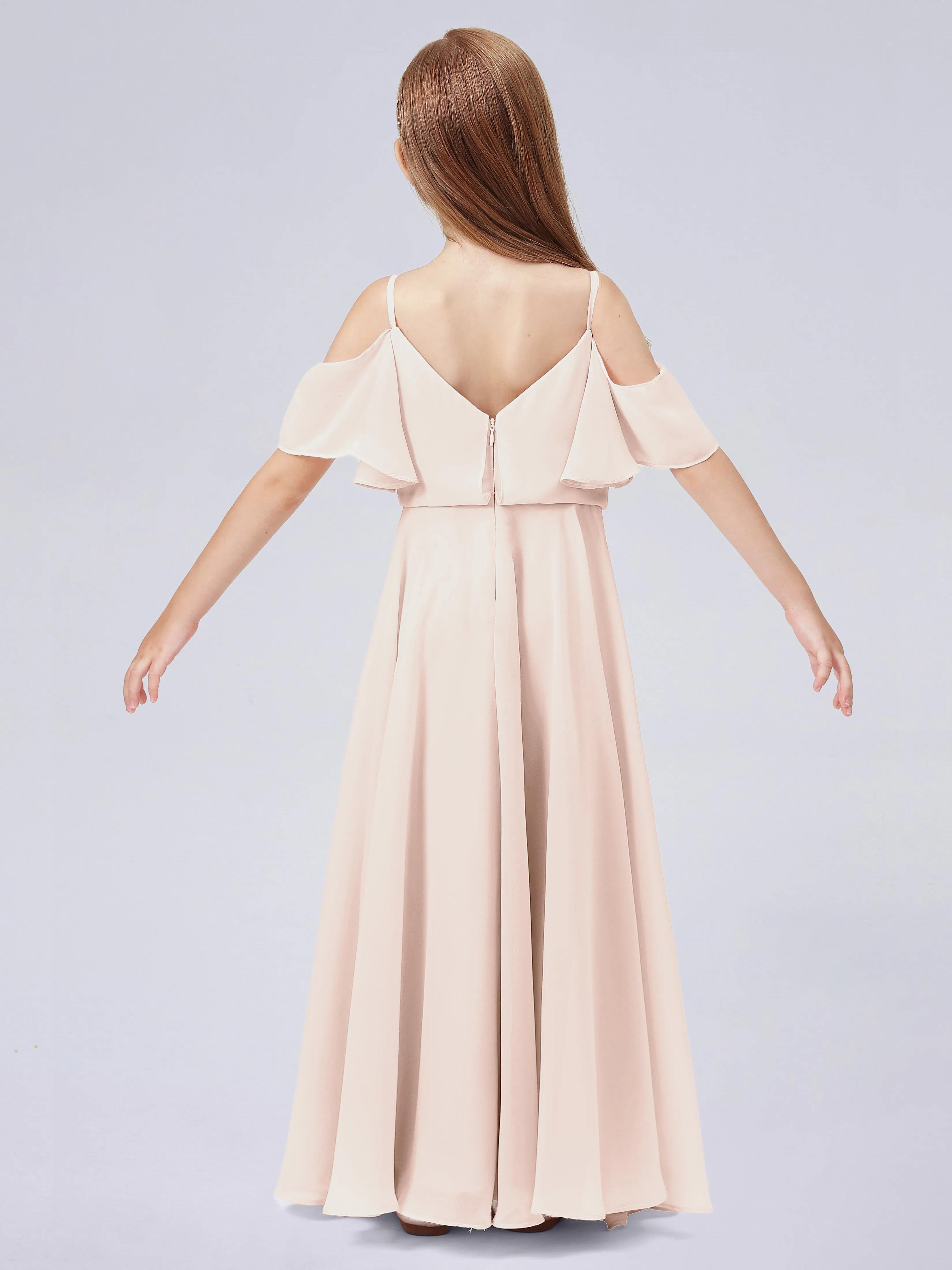 Off Shoulder Junior Bridesmaid Dress with Ruffles