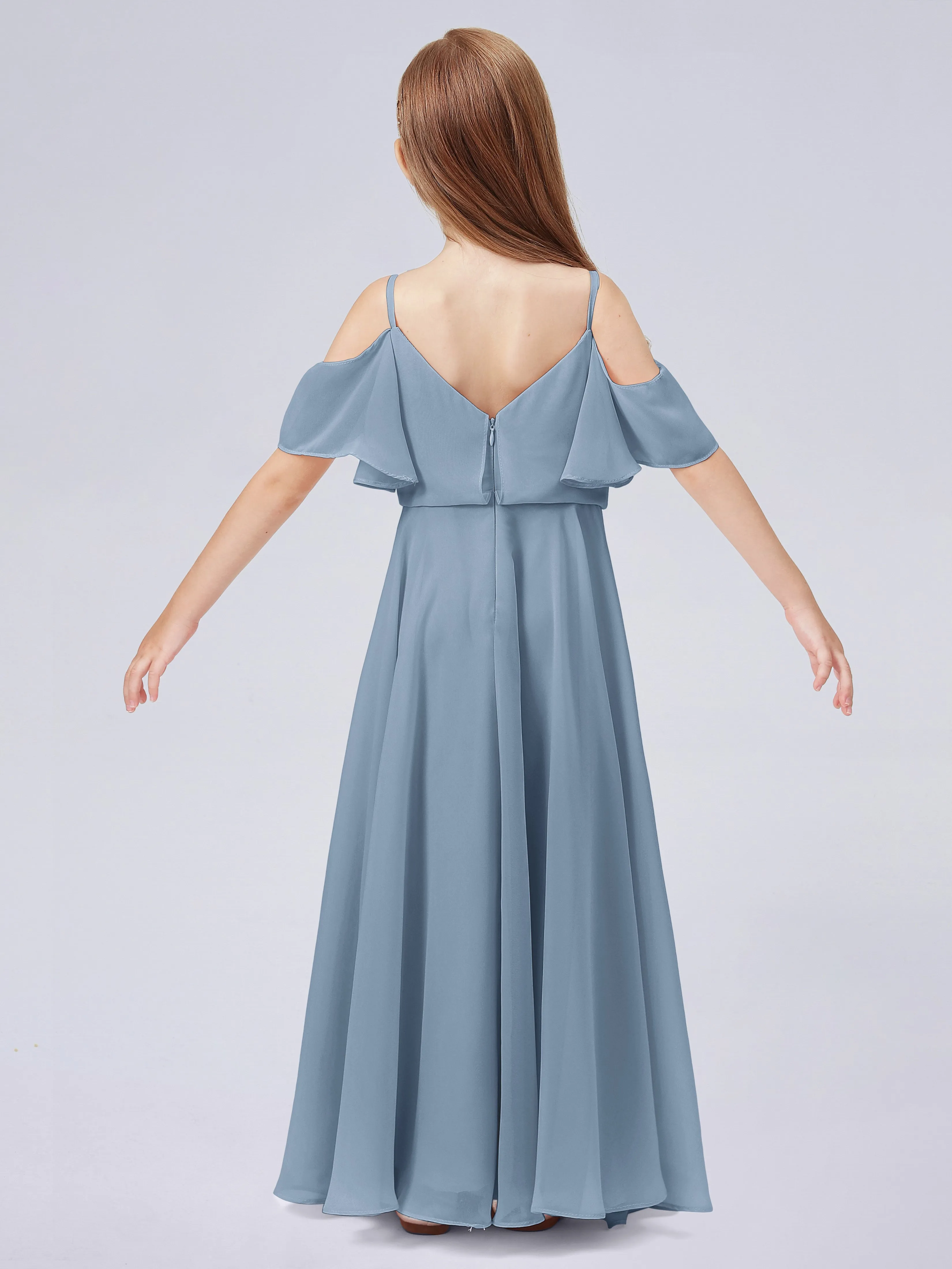 Off Shoulder Junior Bridesmaid Dress with Ruffles