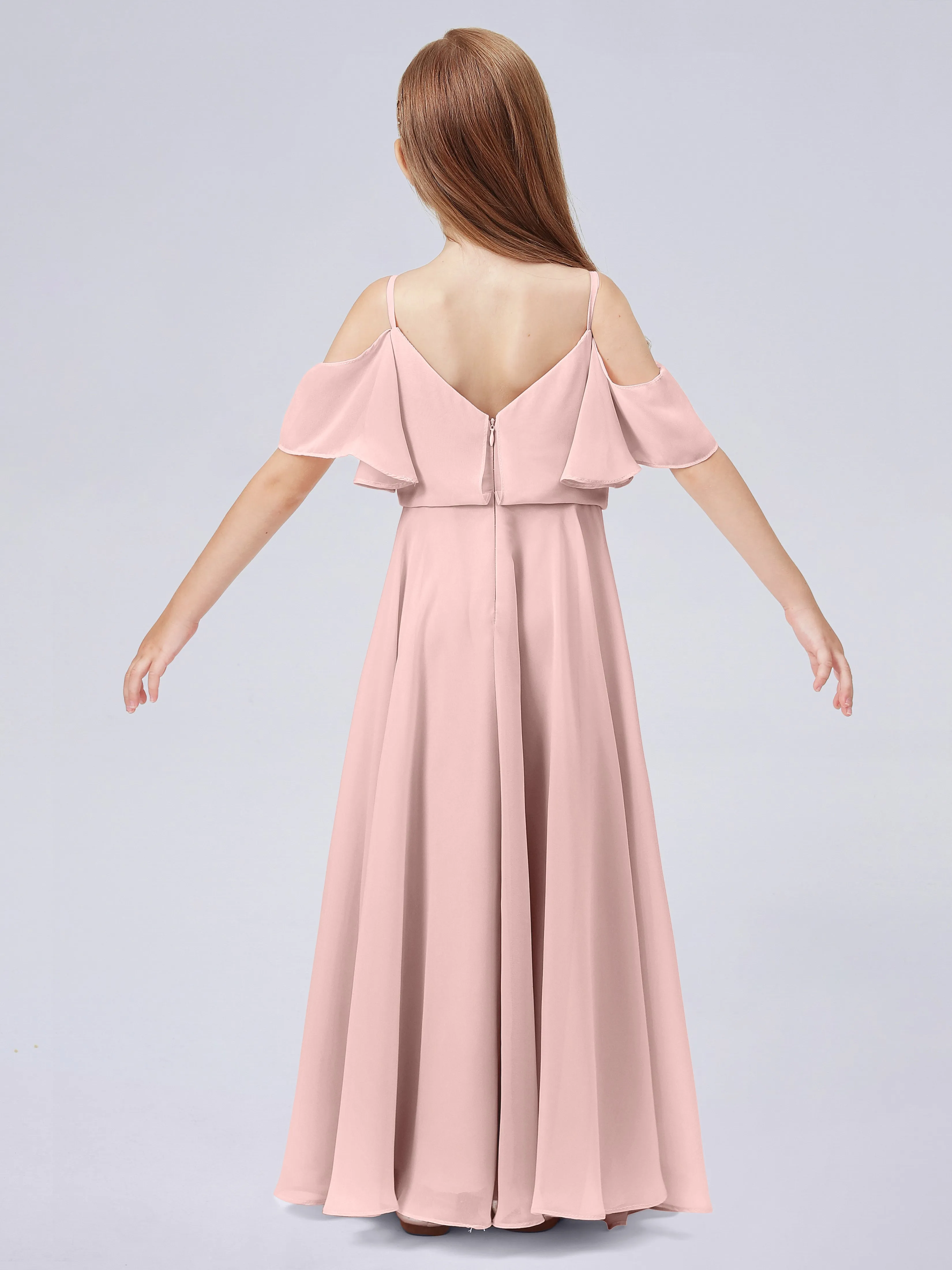 Off Shoulder Junior Bridesmaid Dress with Ruffles