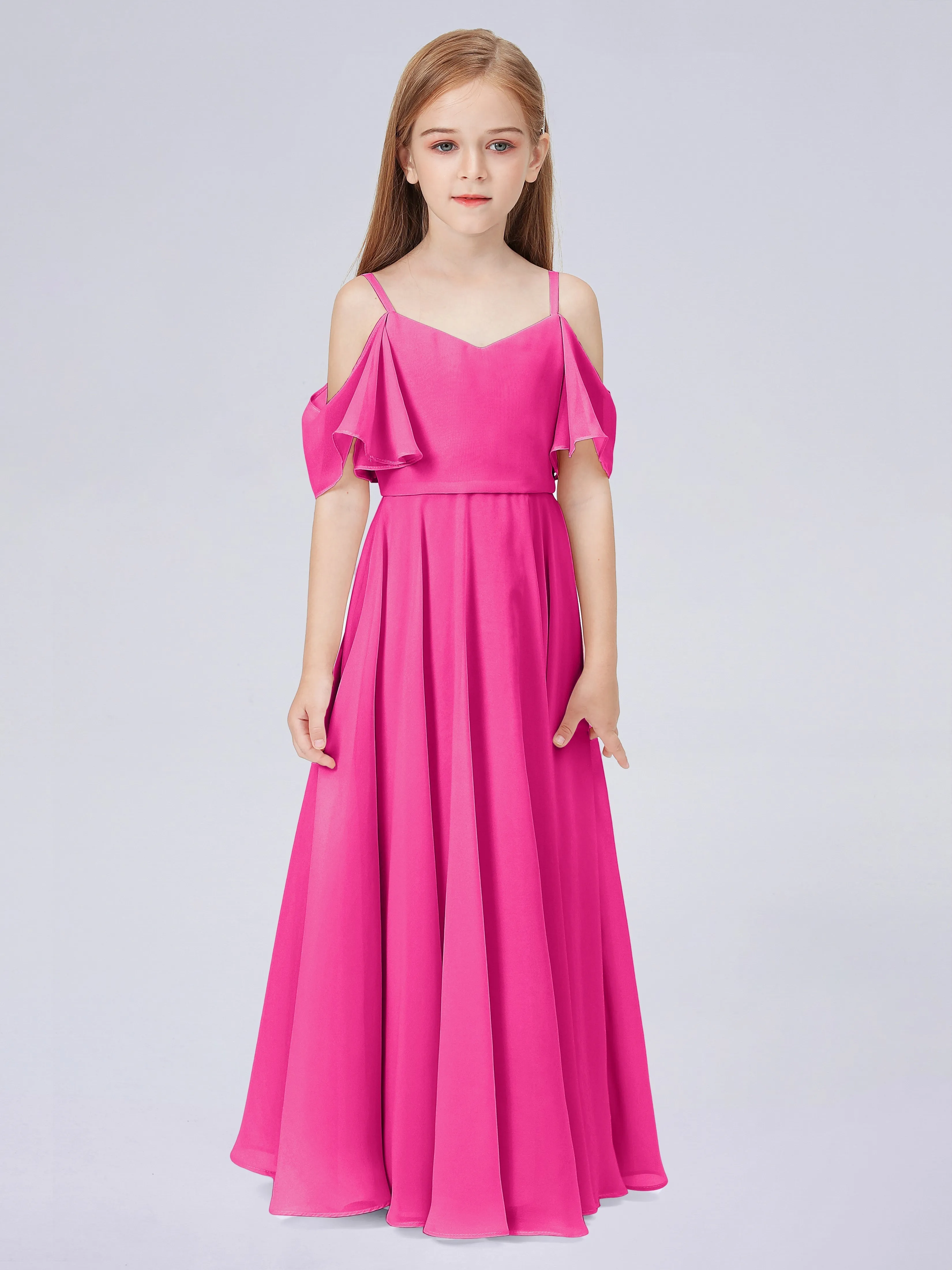 Off Shoulder Junior Bridesmaid Dress with Ruffles