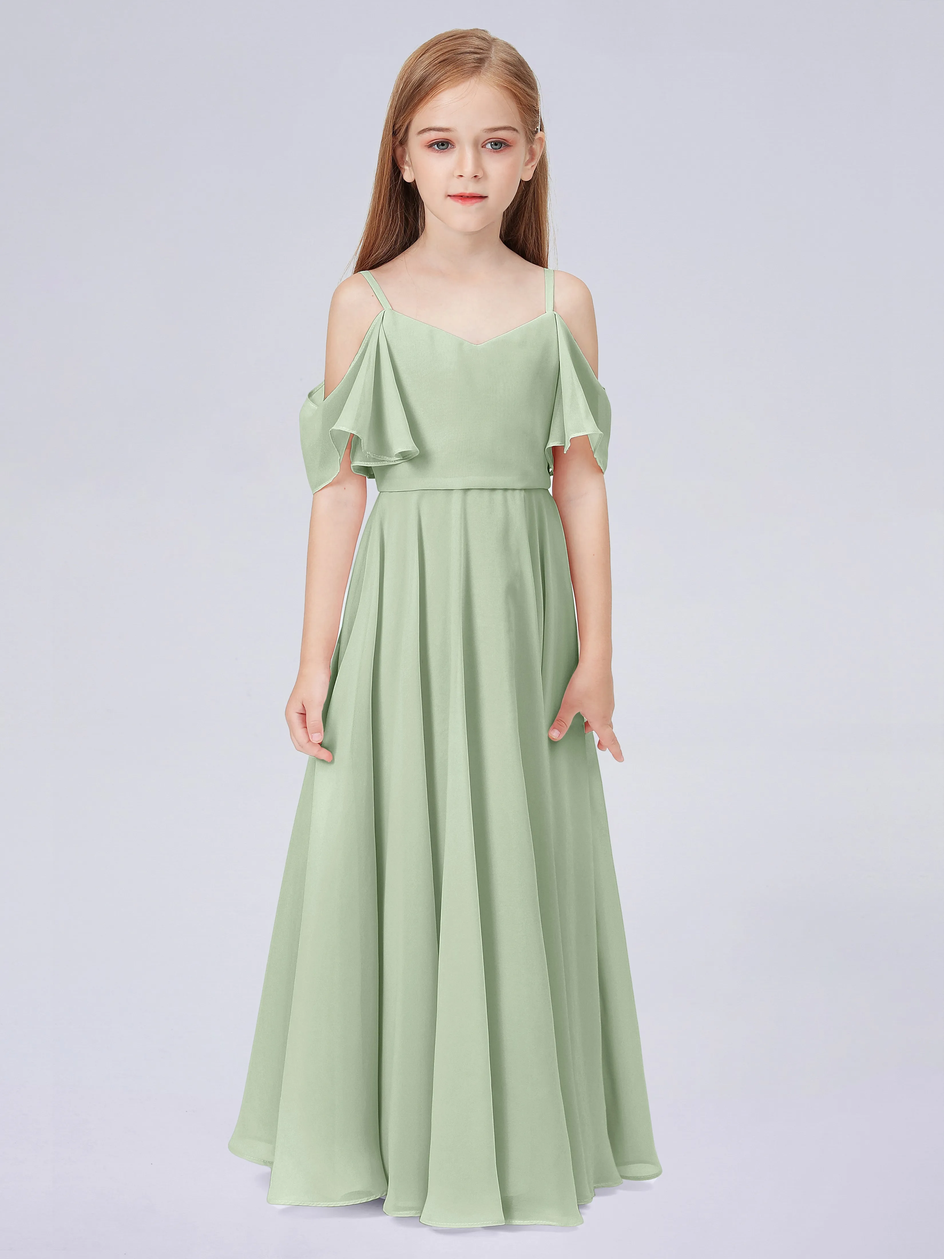 Off Shoulder Junior Bridesmaid Dress with Ruffles