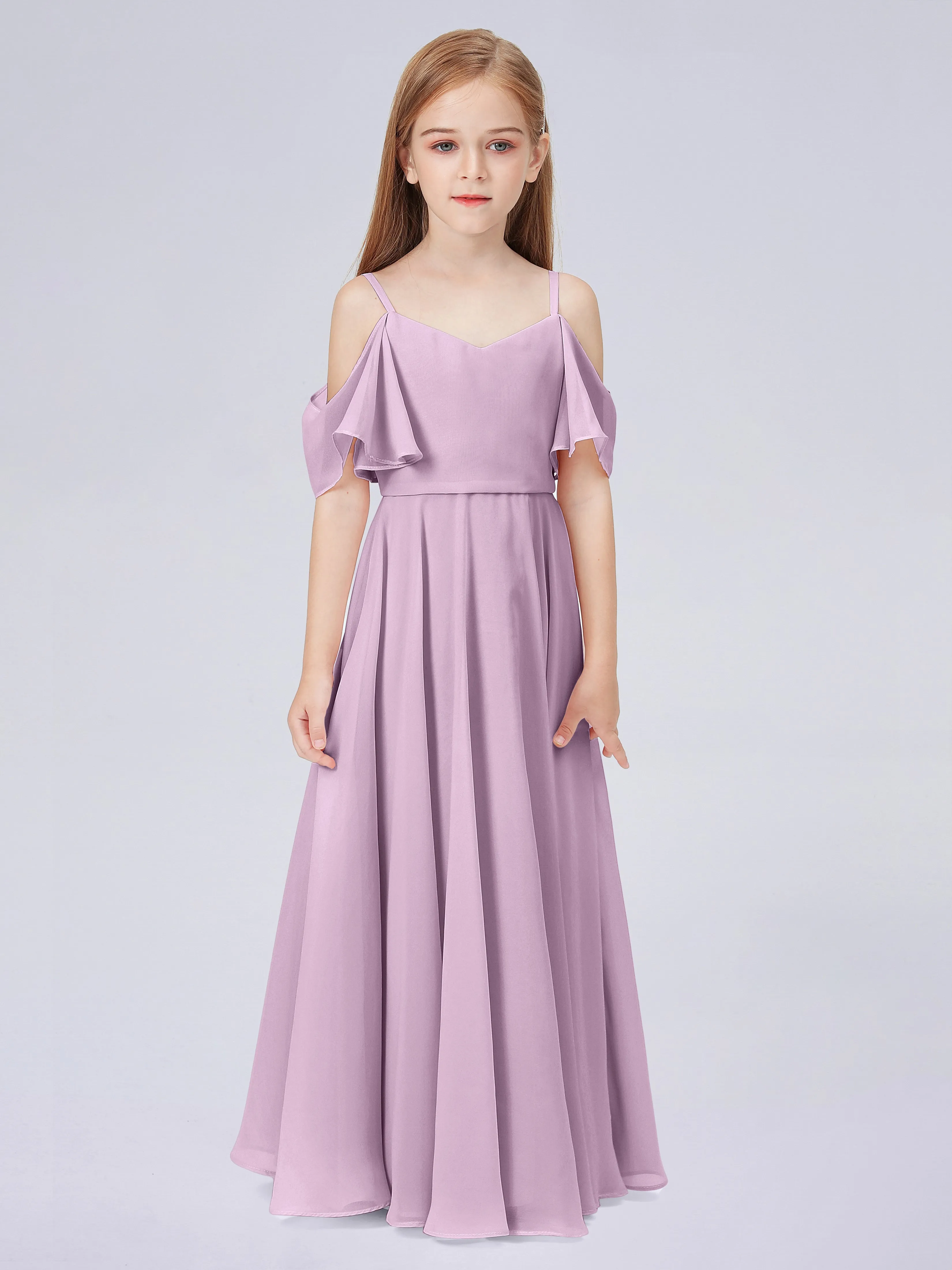 Off Shoulder Junior Bridesmaid Dress with Ruffles