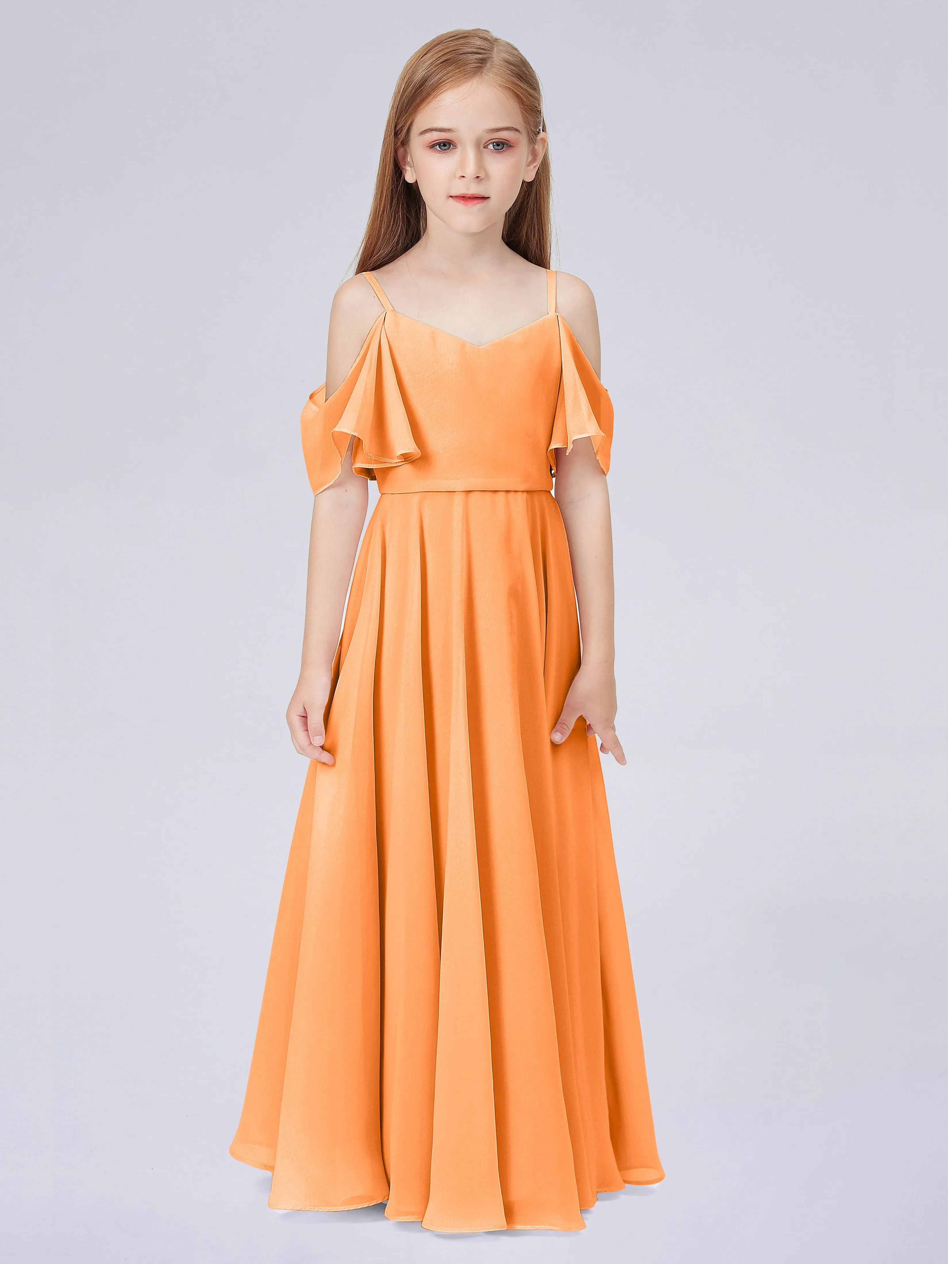 Off Shoulder Junior Bridesmaid Dress with Ruffles