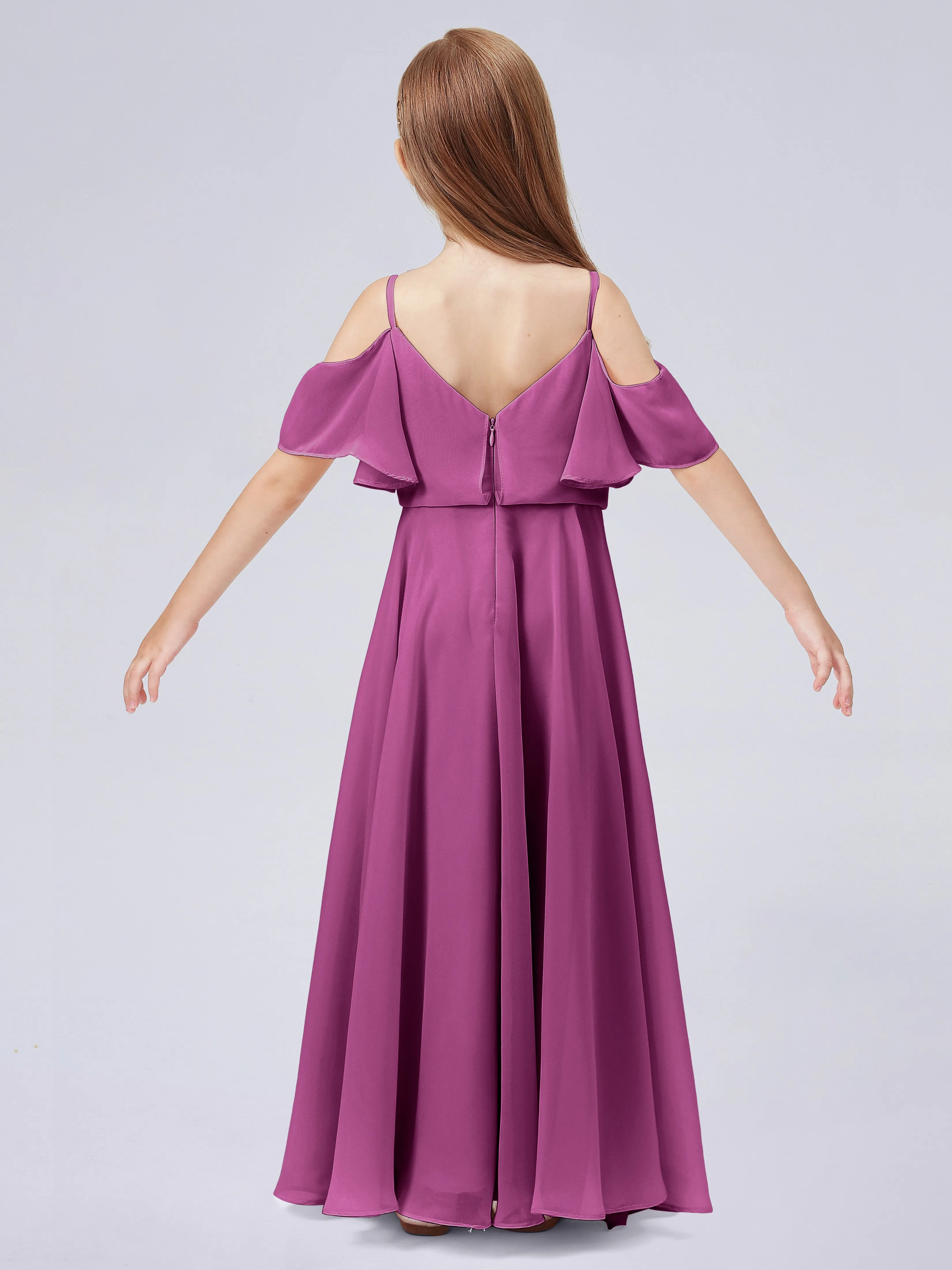 Off Shoulder Junior Bridesmaid Dress with Ruffles