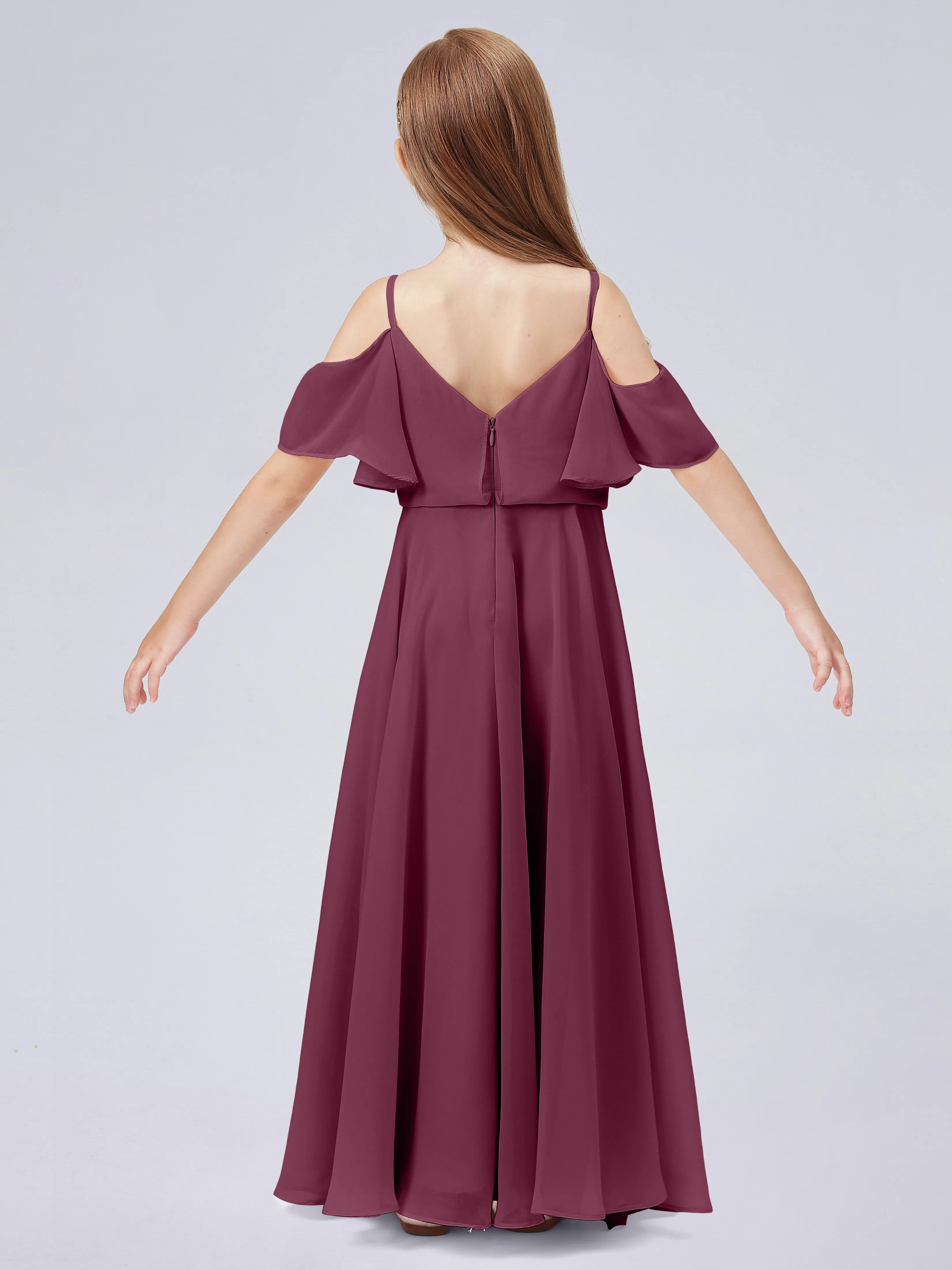 Off Shoulder Junior Bridesmaid Dress with Ruffles