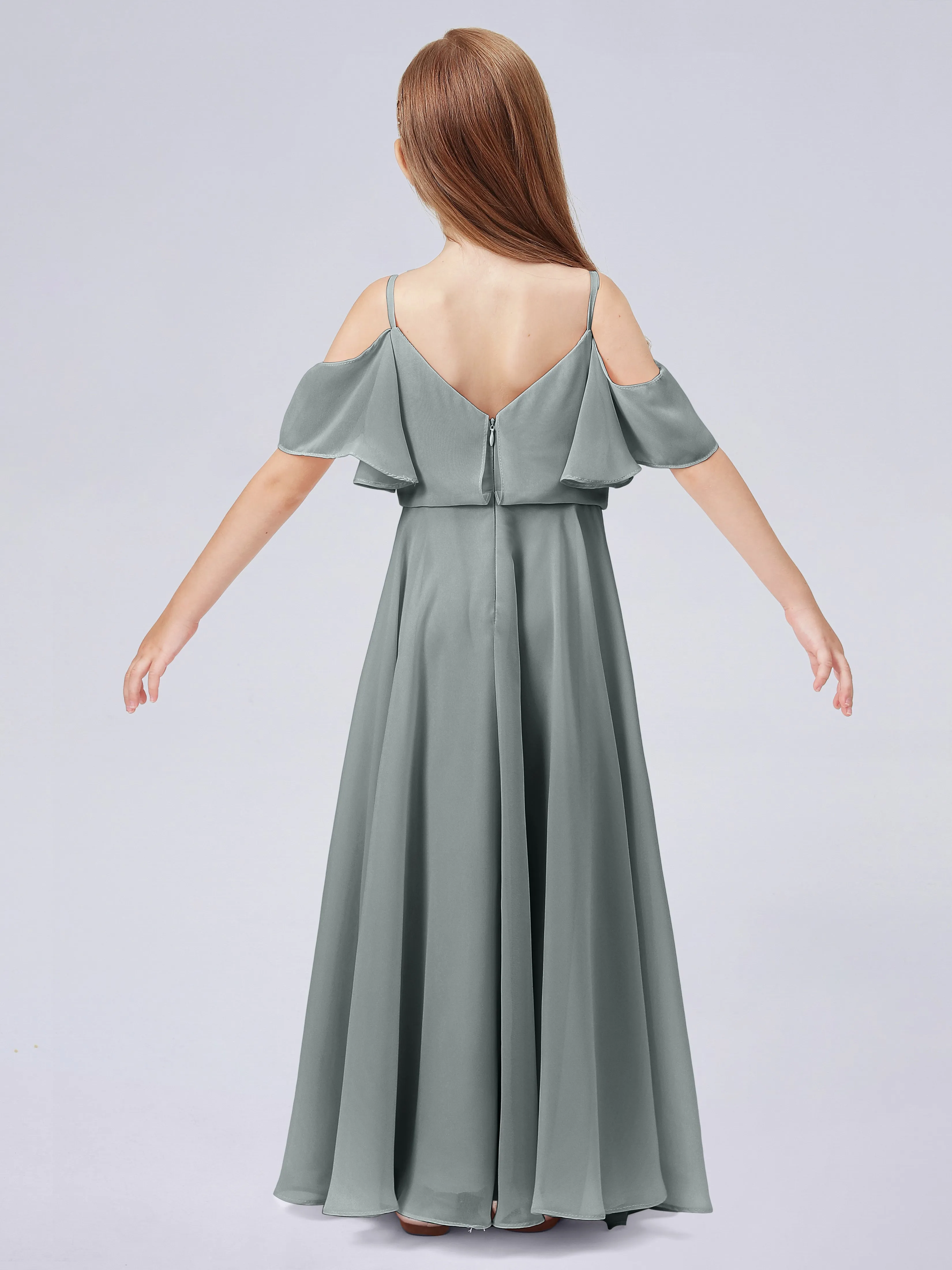 Off Shoulder Junior Bridesmaid Dress with Ruffles