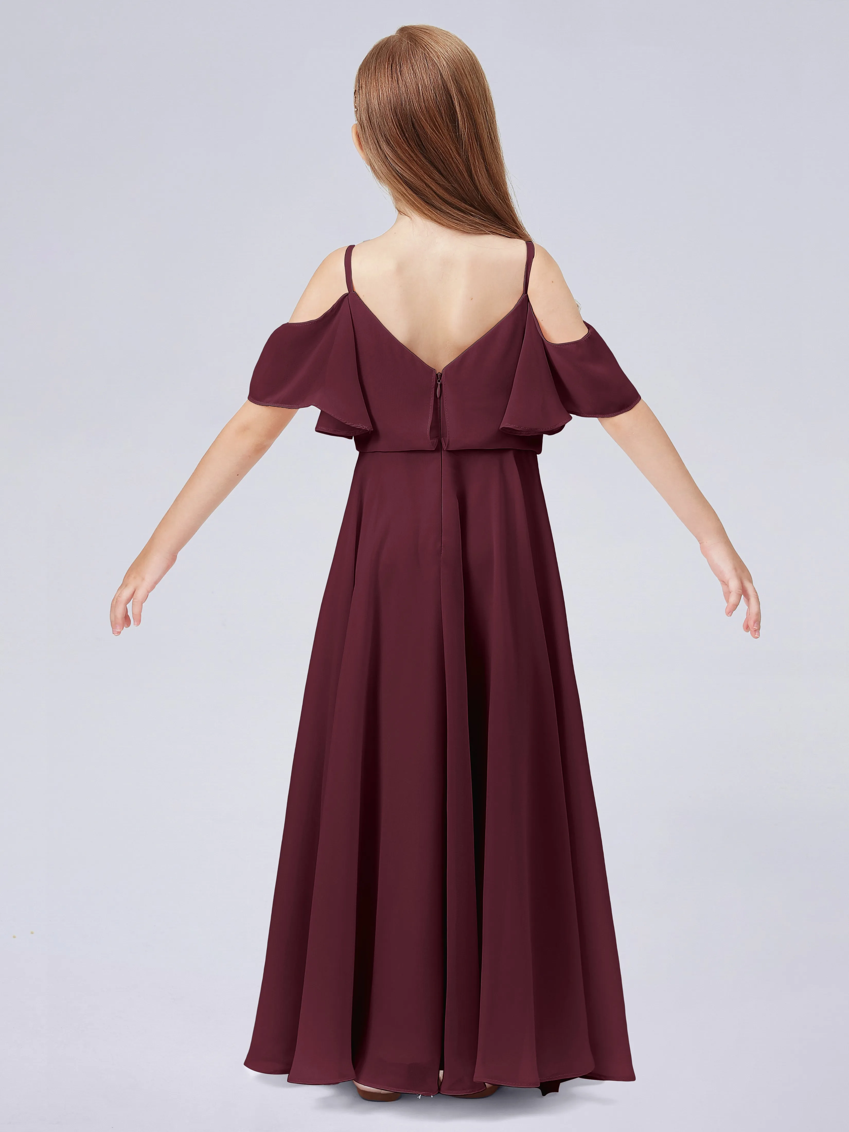 Off Shoulder Junior Bridesmaid Dress with Ruffles