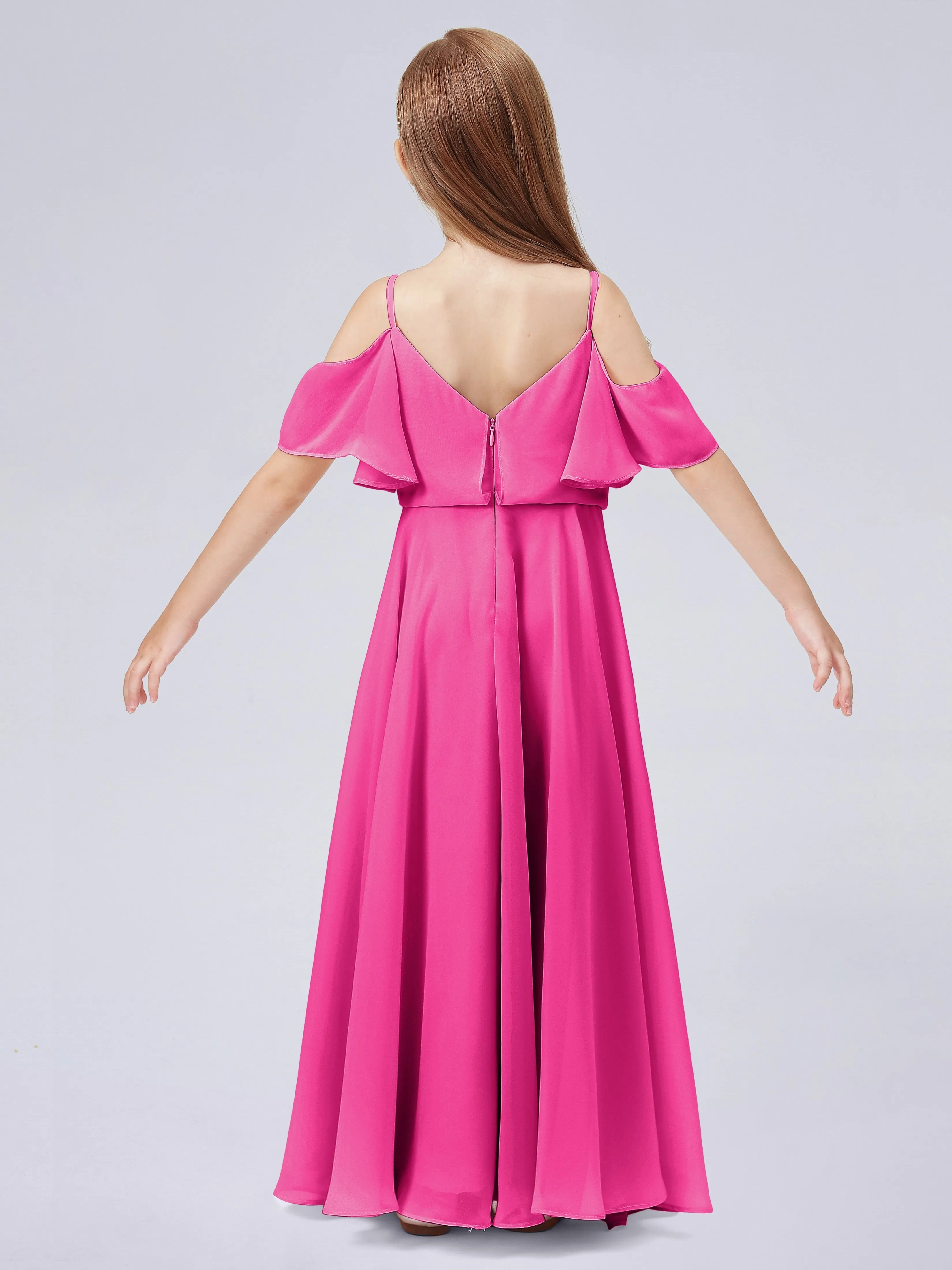 Off Shoulder Junior Bridesmaid Dress with Ruffles