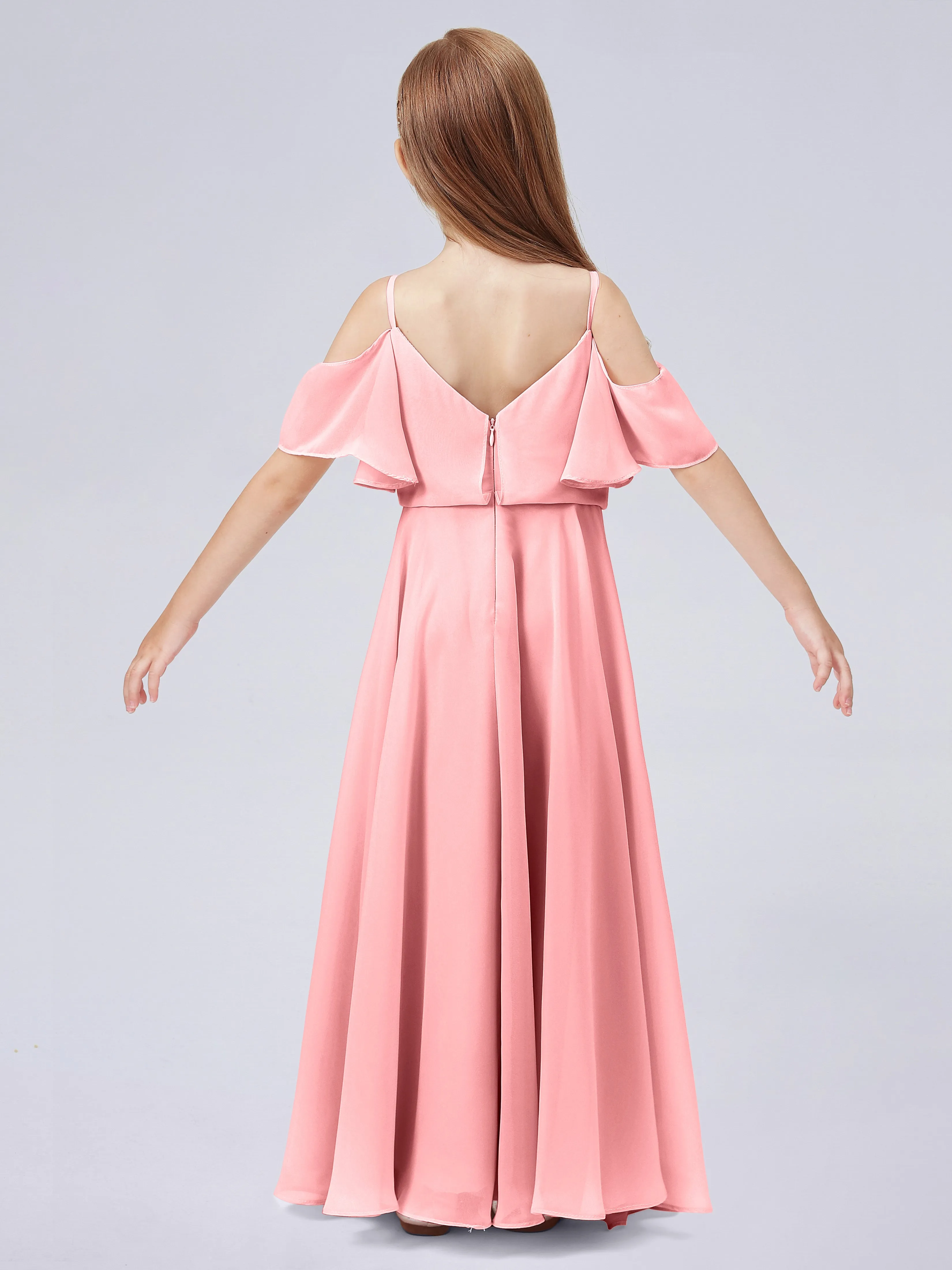 Off Shoulder Junior Bridesmaid Dress with Ruffles