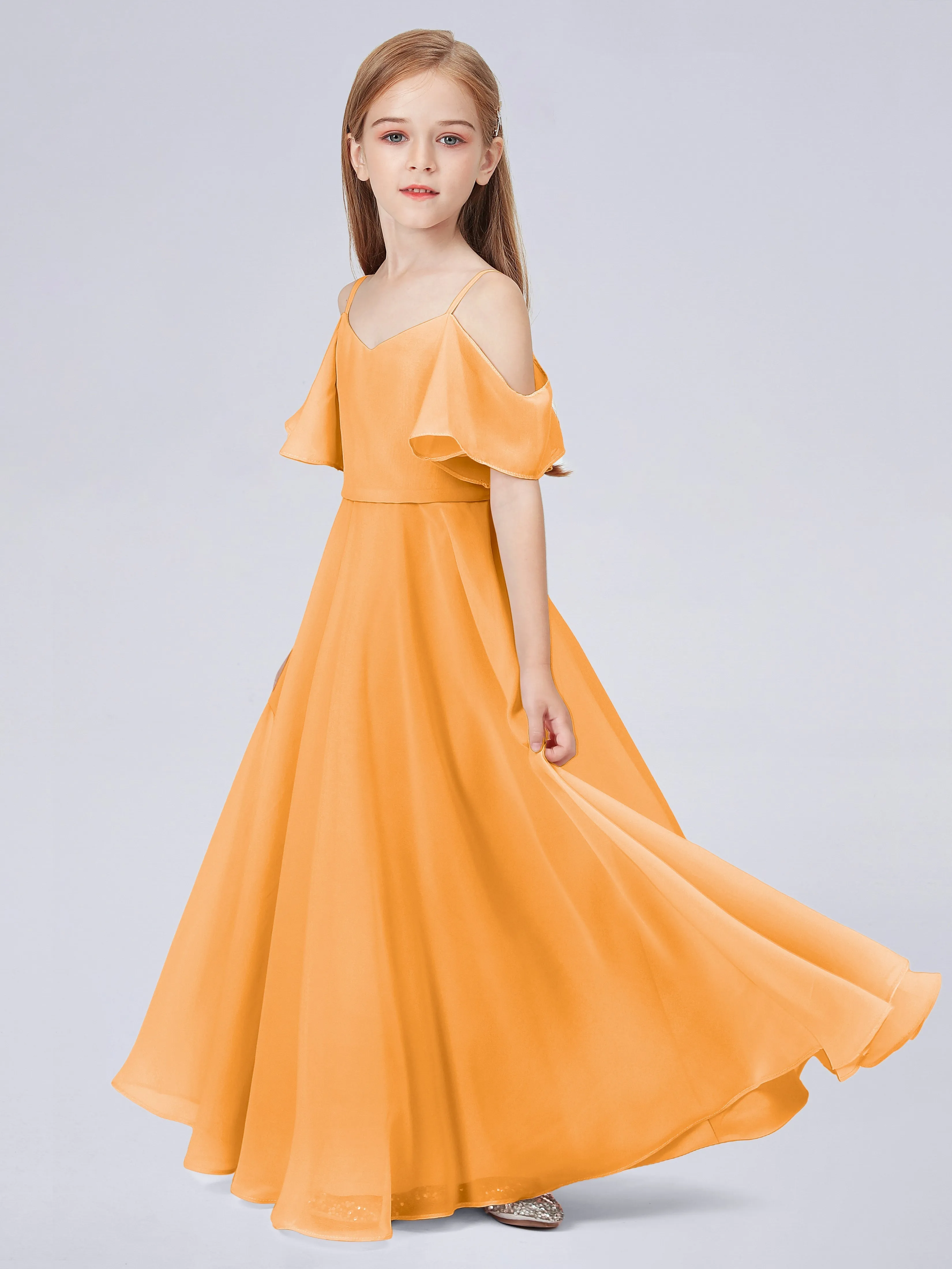 Off Shoulder Junior Bridesmaid Dress with Ruffles