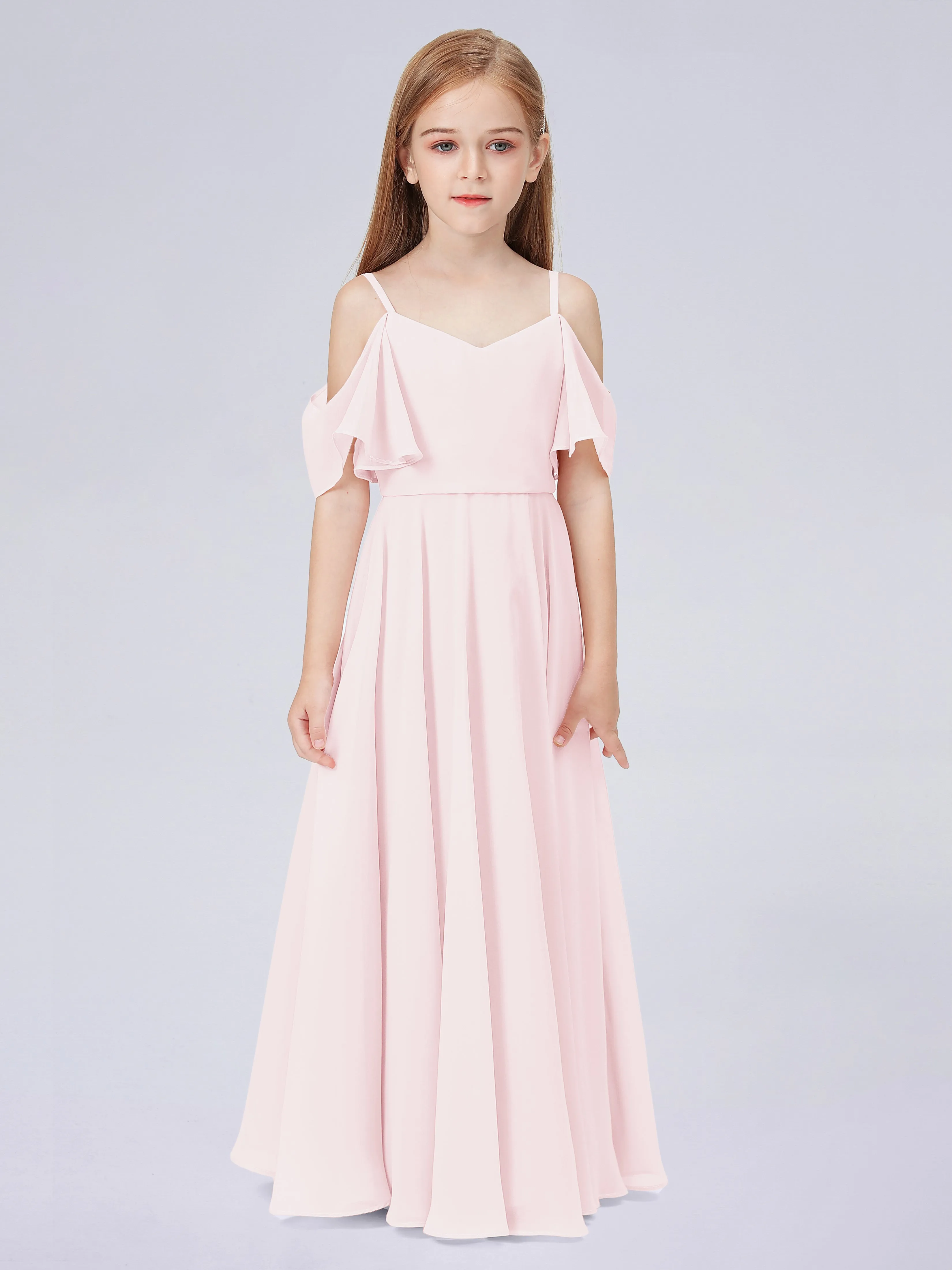 Off Shoulder Junior Bridesmaid Dress with Ruffles