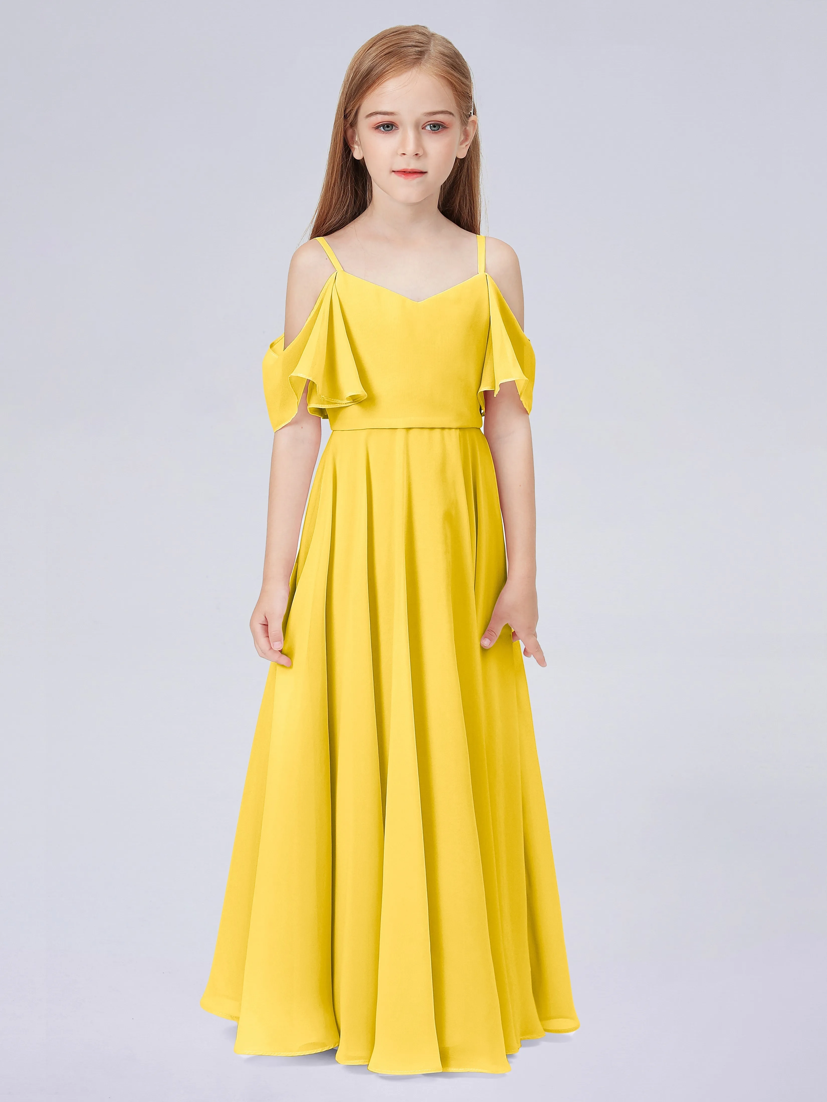 Off Shoulder Junior Bridesmaid Dress with Ruffles