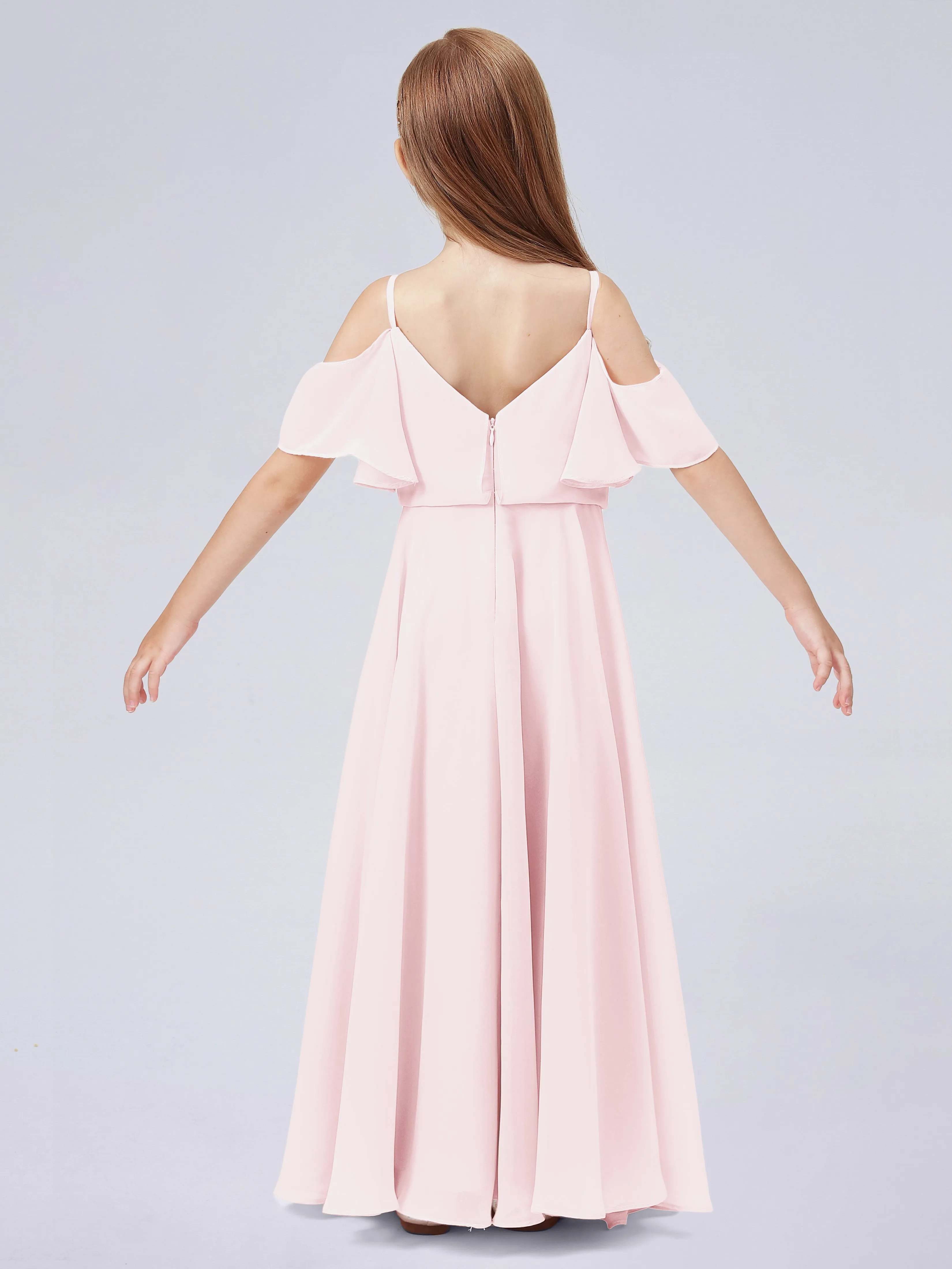 Off Shoulder Junior Bridesmaid Dress with Ruffles