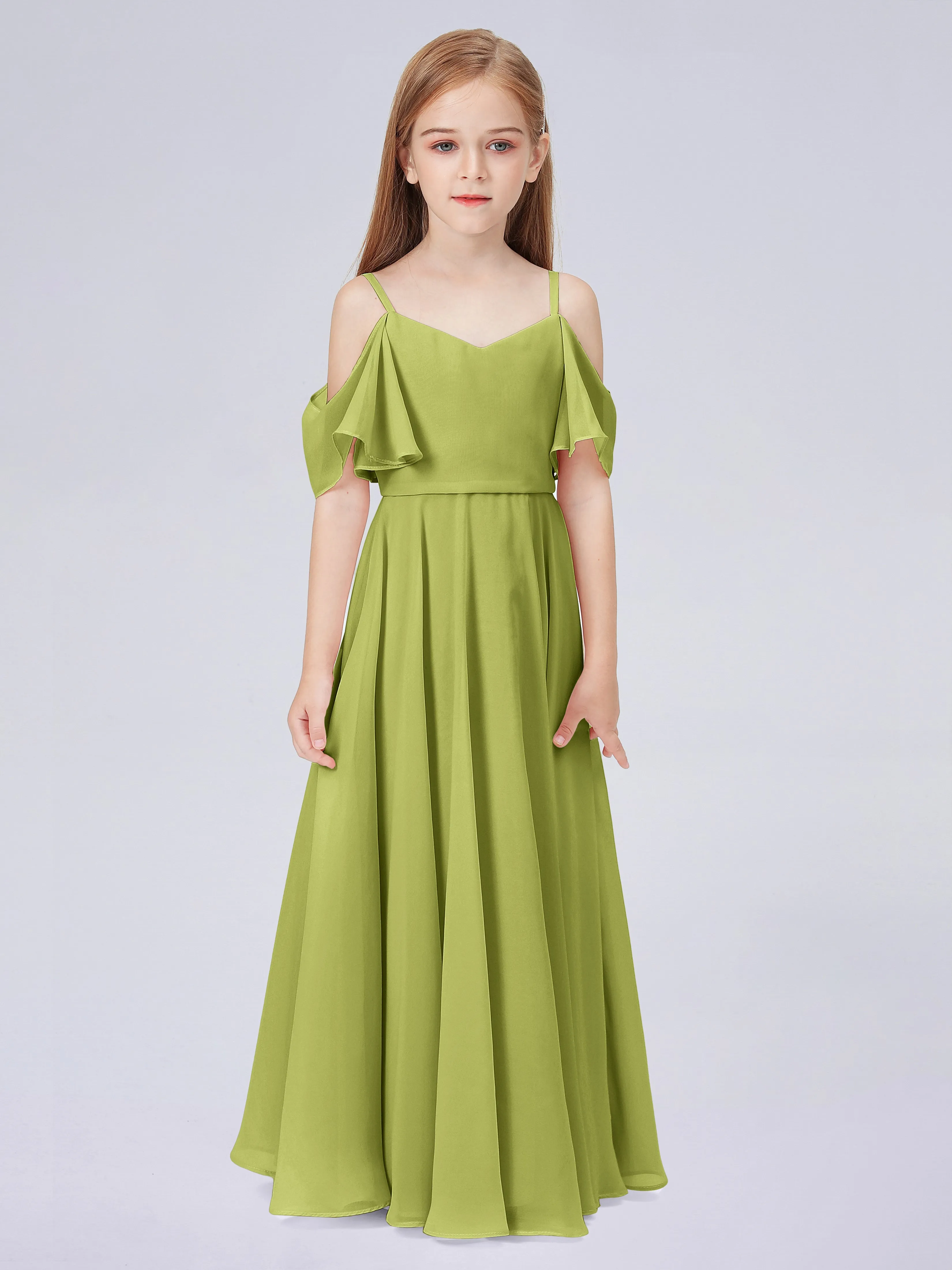 Off Shoulder Junior Bridesmaid Dress with Ruffles