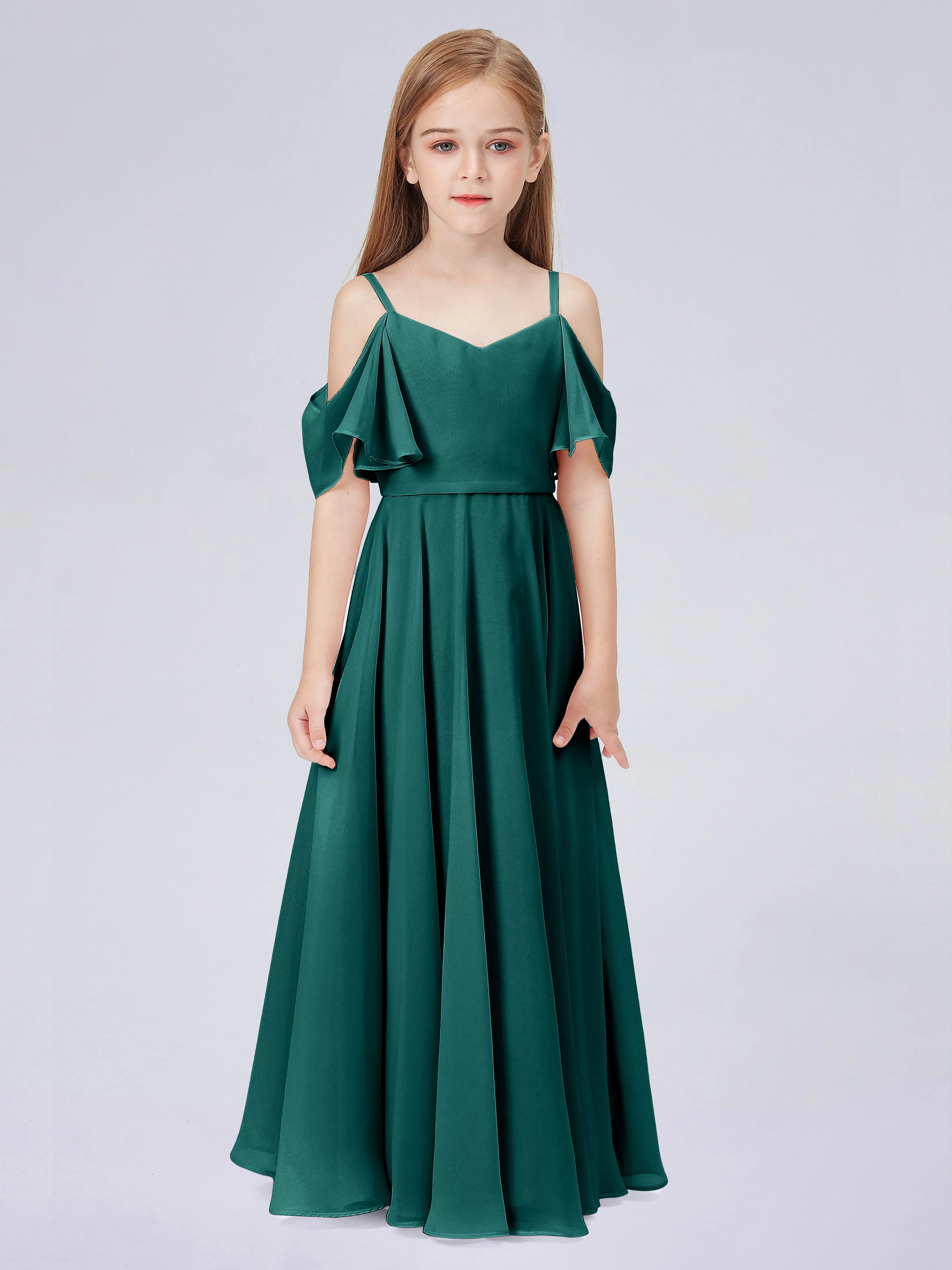 Off Shoulder Junior Bridesmaid Dress with Ruffles