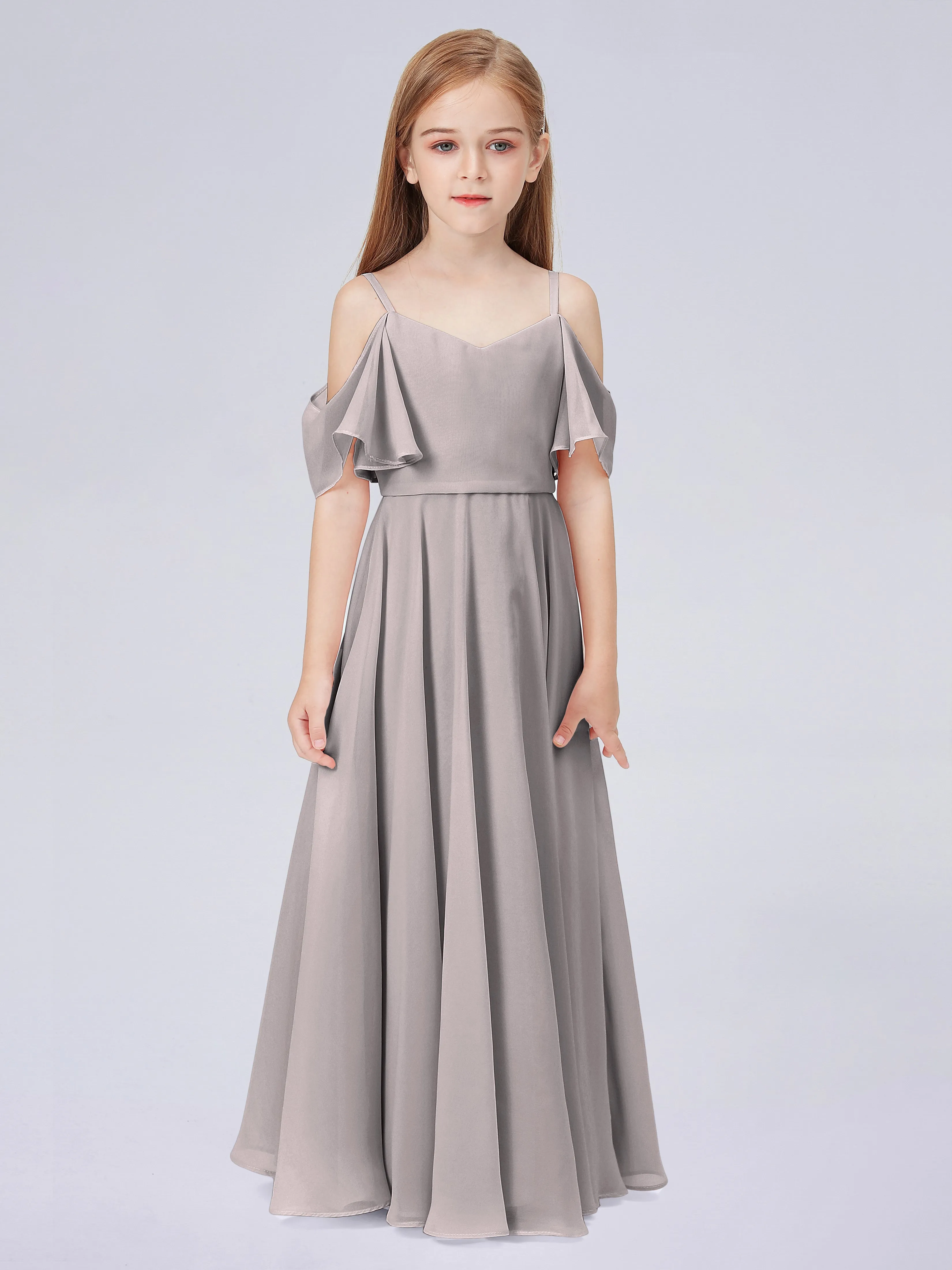 Off Shoulder Junior Bridesmaid Dress with Ruffles