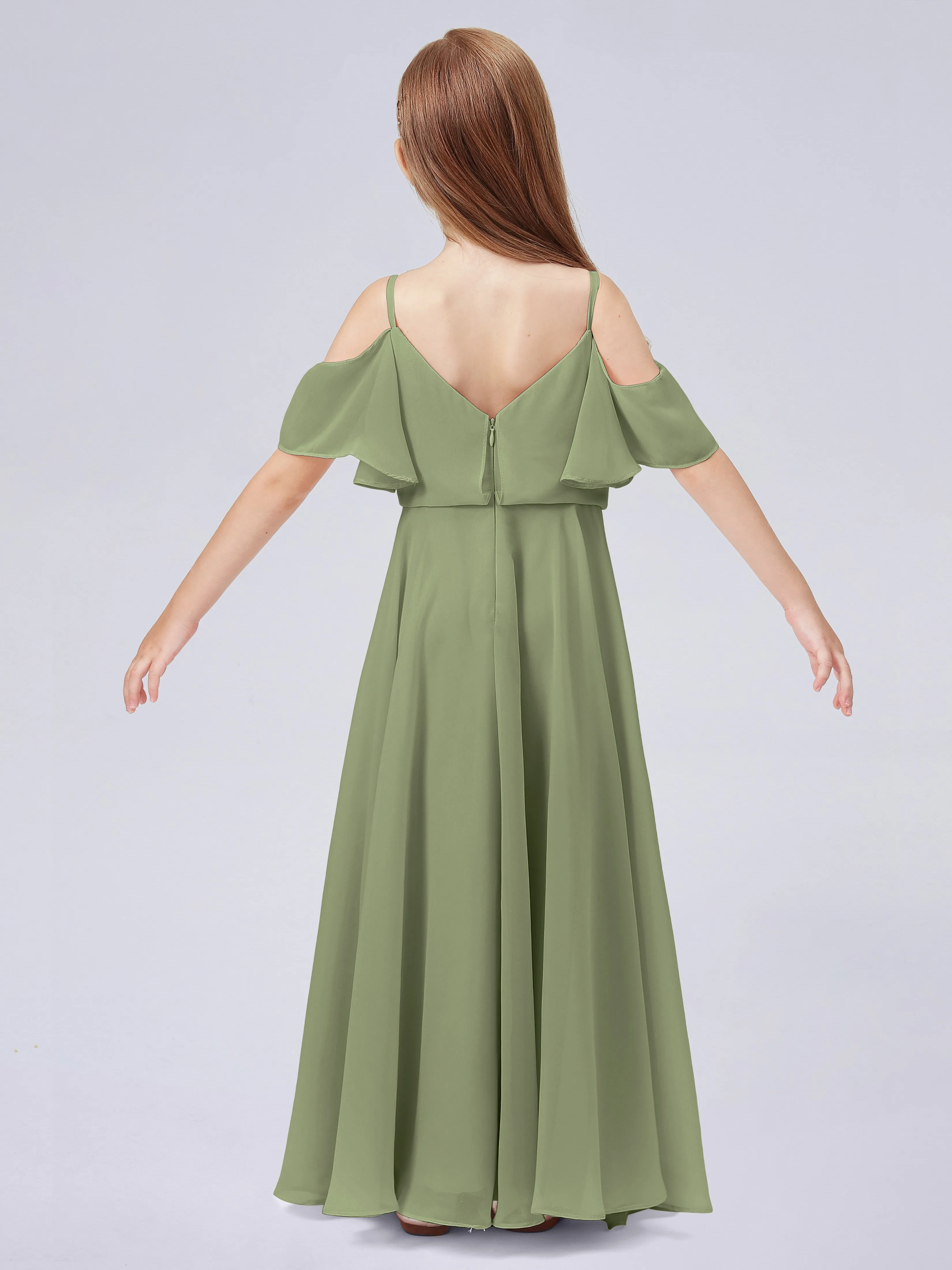 Off Shoulder Junior Bridesmaid Dress with Ruffles