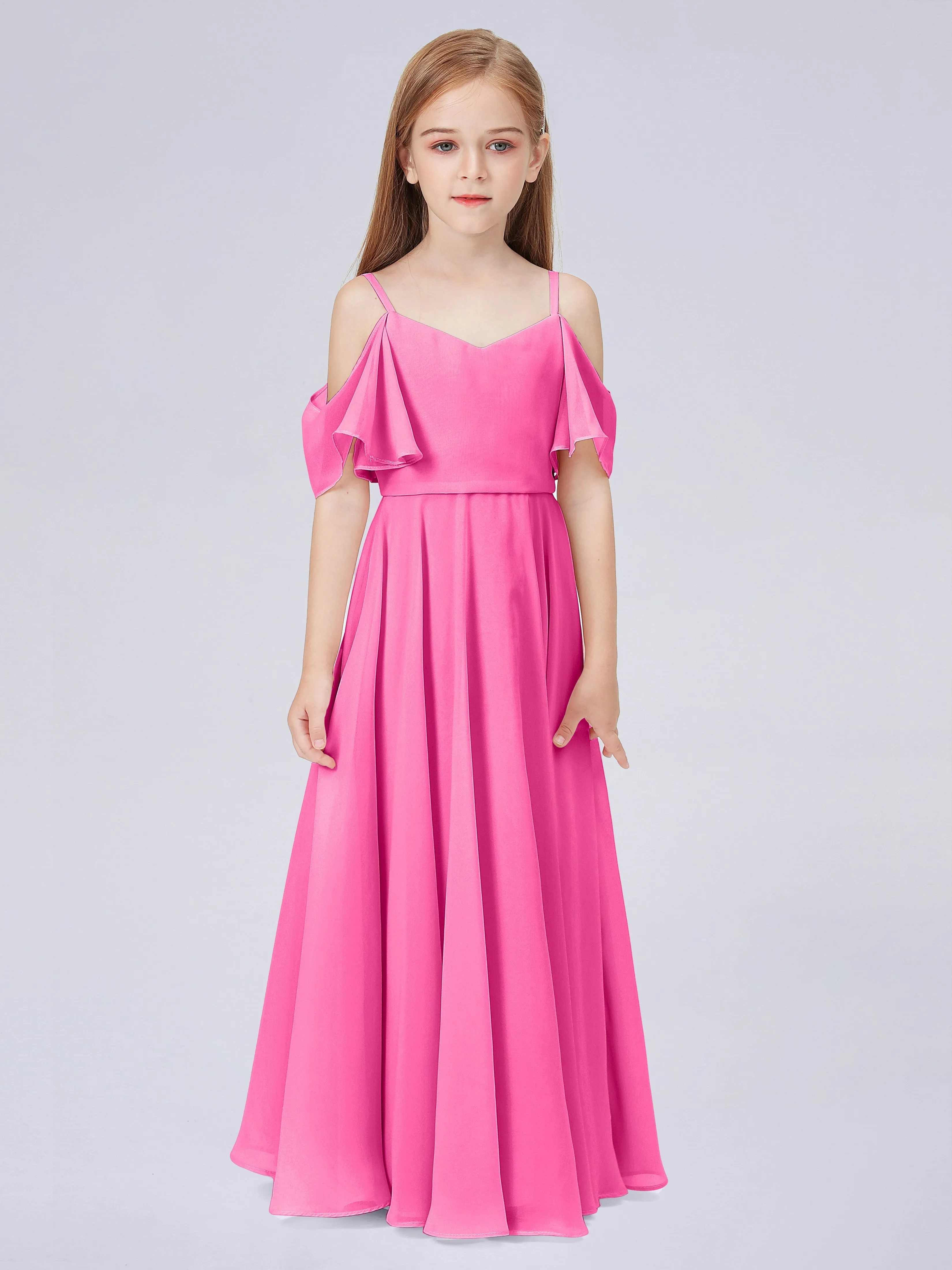 Off Shoulder Junior Bridesmaid Dress with Ruffles