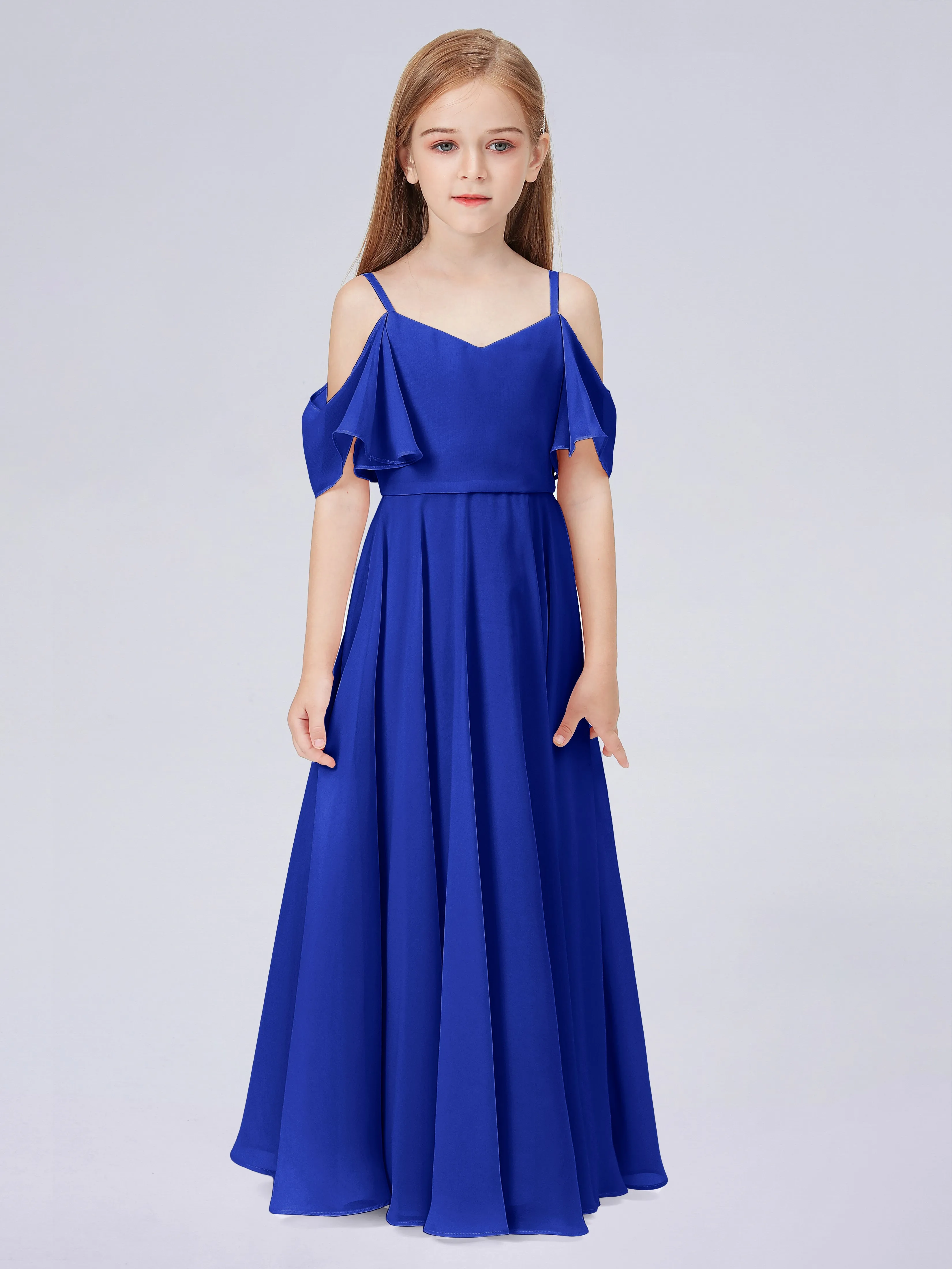 Off Shoulder Junior Bridesmaid Dress with Ruffles