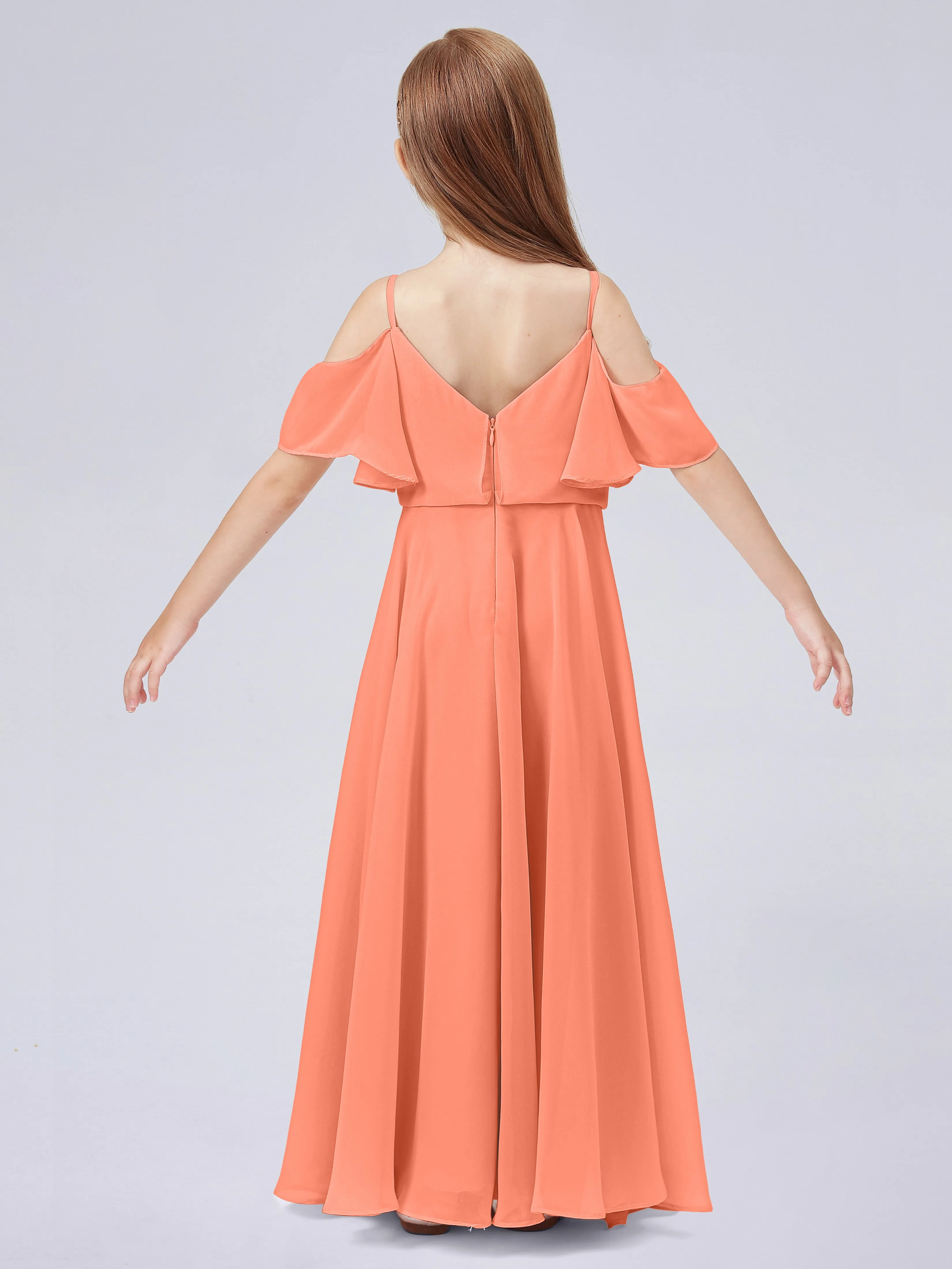 Off Shoulder Junior Bridesmaid Dress with Ruffles